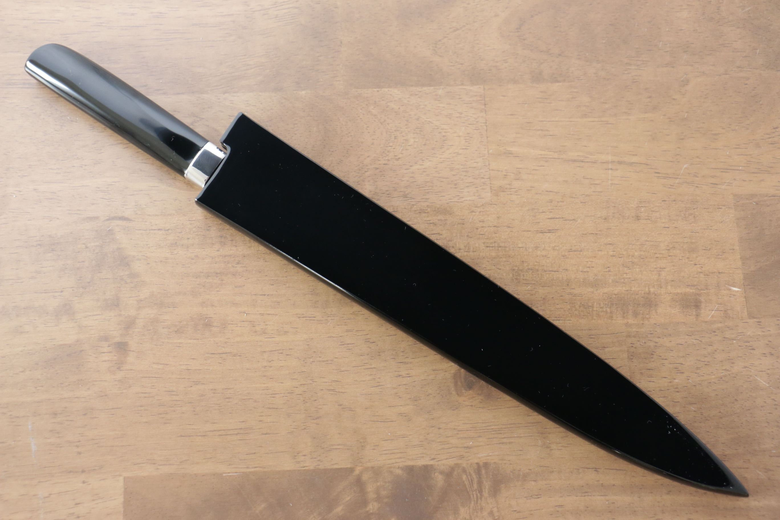 Takeshi Saji Blue Steel No.2 Colored Damascus Sujihiki 270mm Lacquered Handle with Sheath - Seisuke Knife