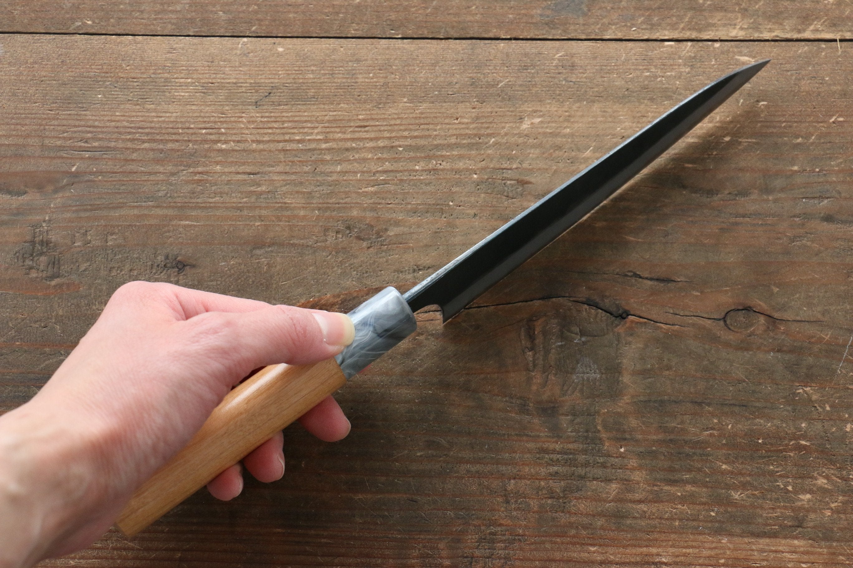 Masakage Mizu Blue Steel No.2 Kurouchi Petty-Utility 150mm American Cherry Handle - Seisuke Knife