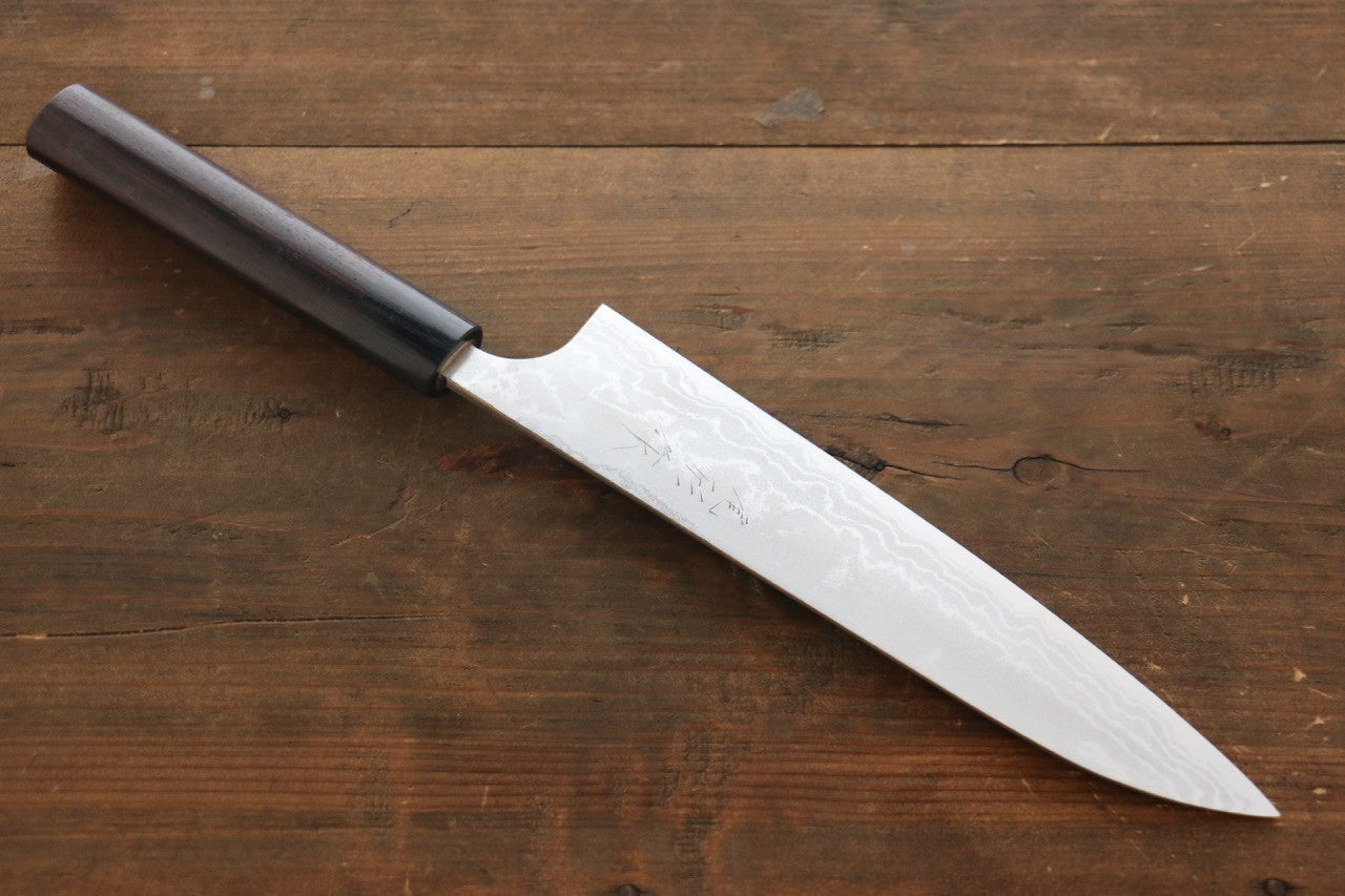 Shungo Ogata White Steel No.2 Damascus Migaki Finished Gyuto 210mm Shitan Handle - Seisuke Knife