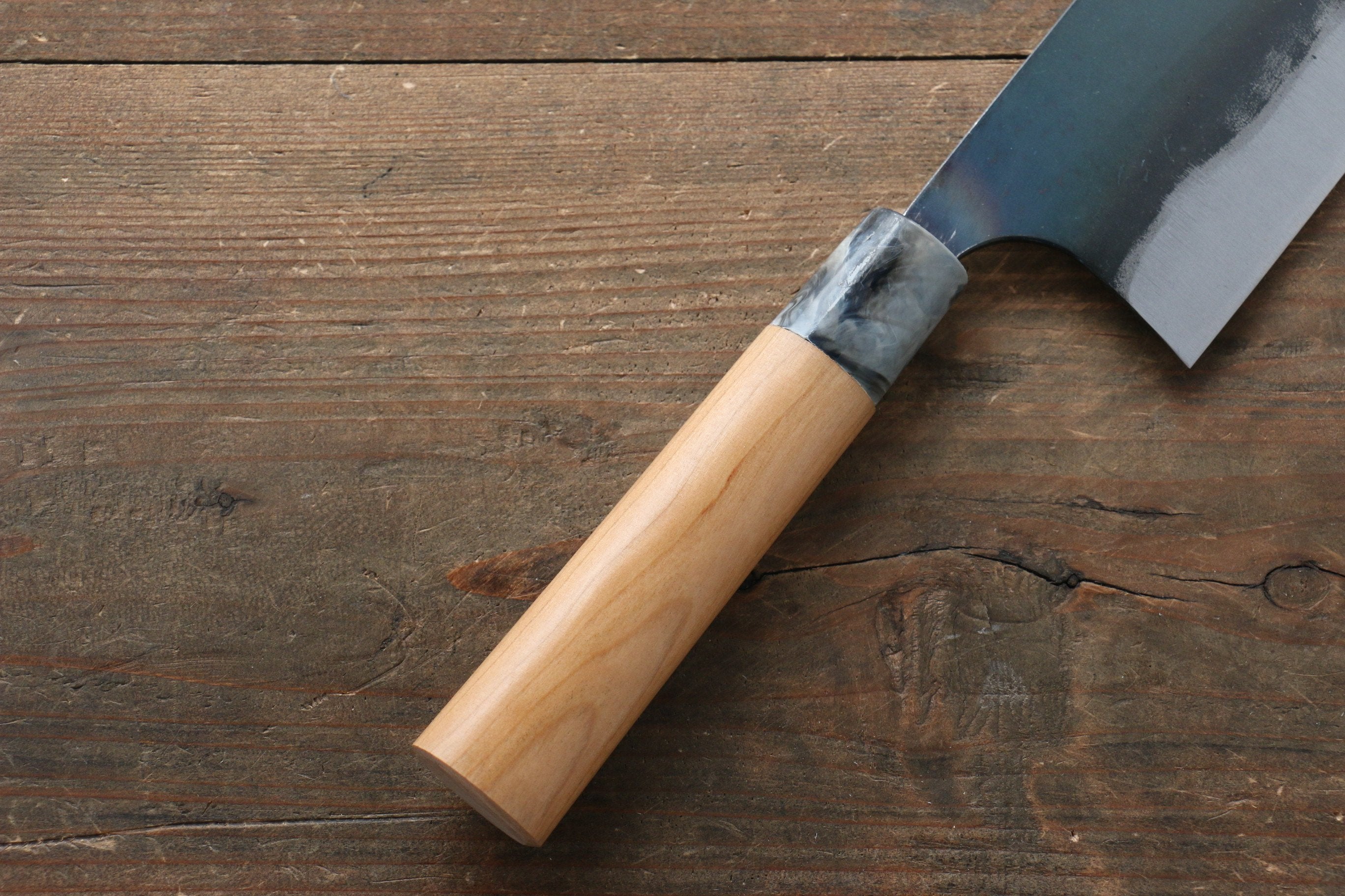 Masakage Mizu Blue Steel No.2 Black Finished Nakiri Knife 170mm with American Cherry Handle - Seisuke Knife
