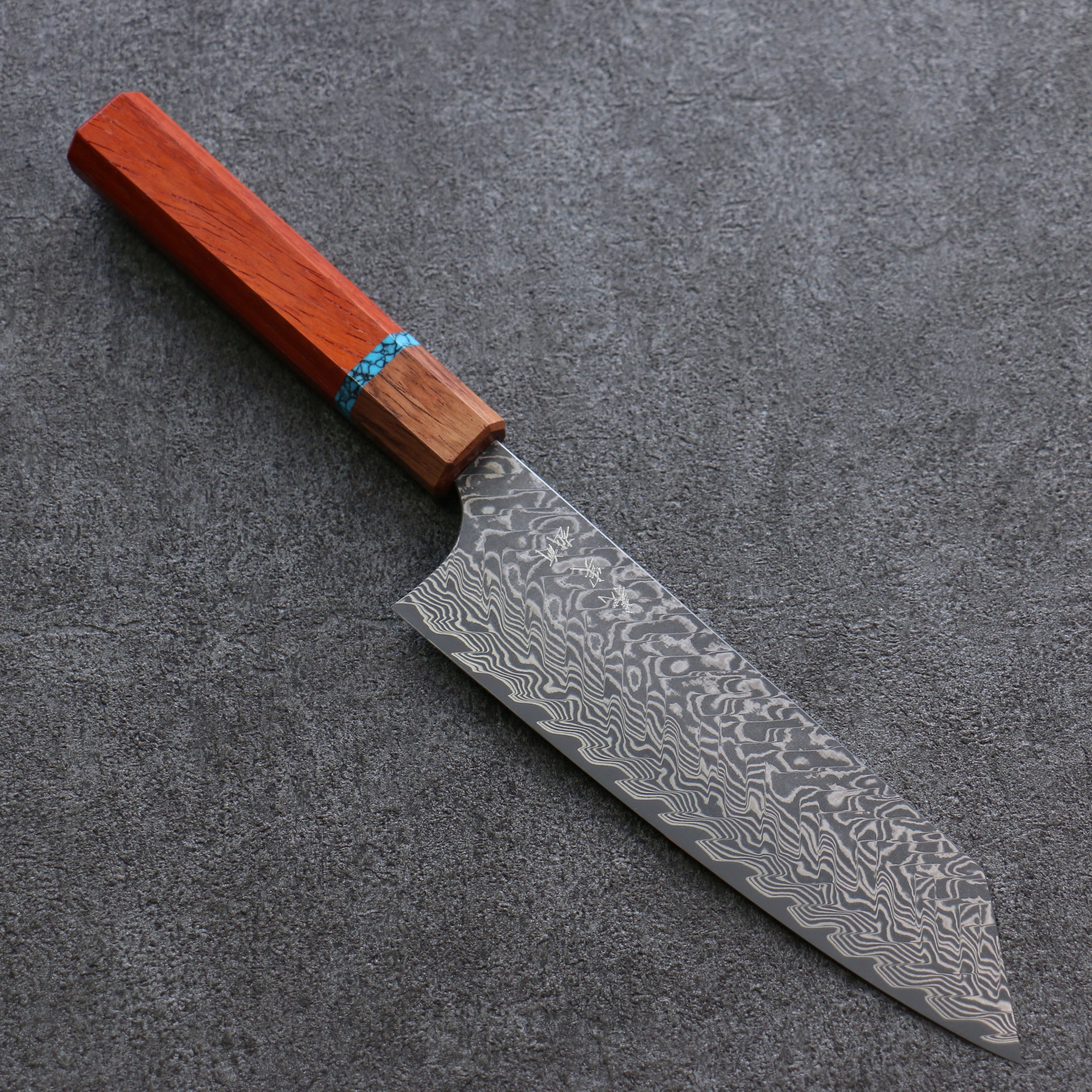 Yoshimi Kato SG2 Damascus Bunka 170mm Padoauk(Turquoise Ring) Handle - Seisuke Knife