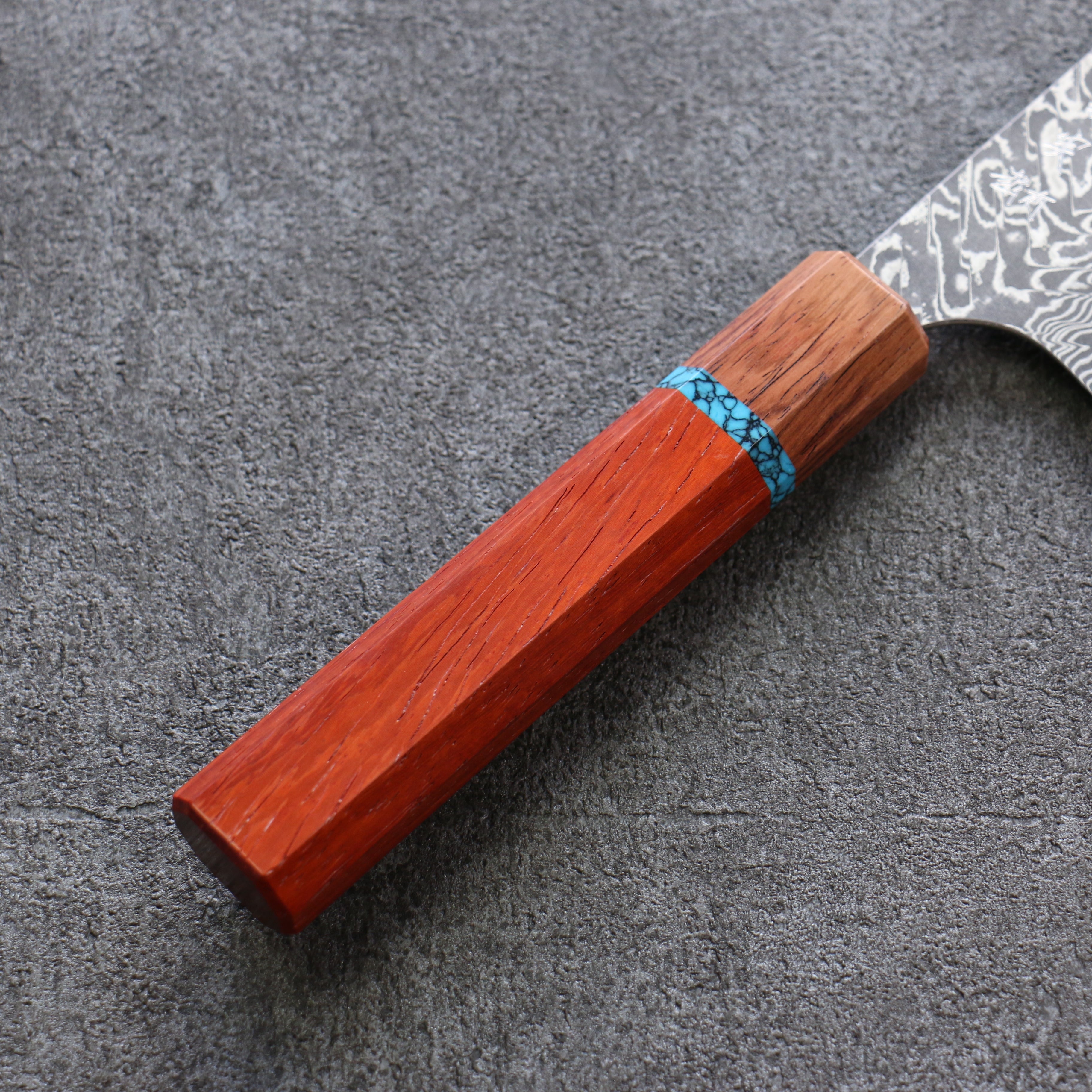 Yoshimi Kato SG2 Damascus Bunka 170mm Padoauk(Turquoise Ring) Handle - Seisuke Knife