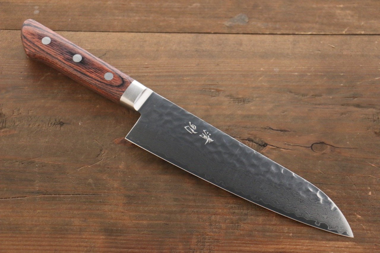Seisuke VG10 33 Layer Damascus Santoku 180mm Mahogany Handle - Seisuke Knife