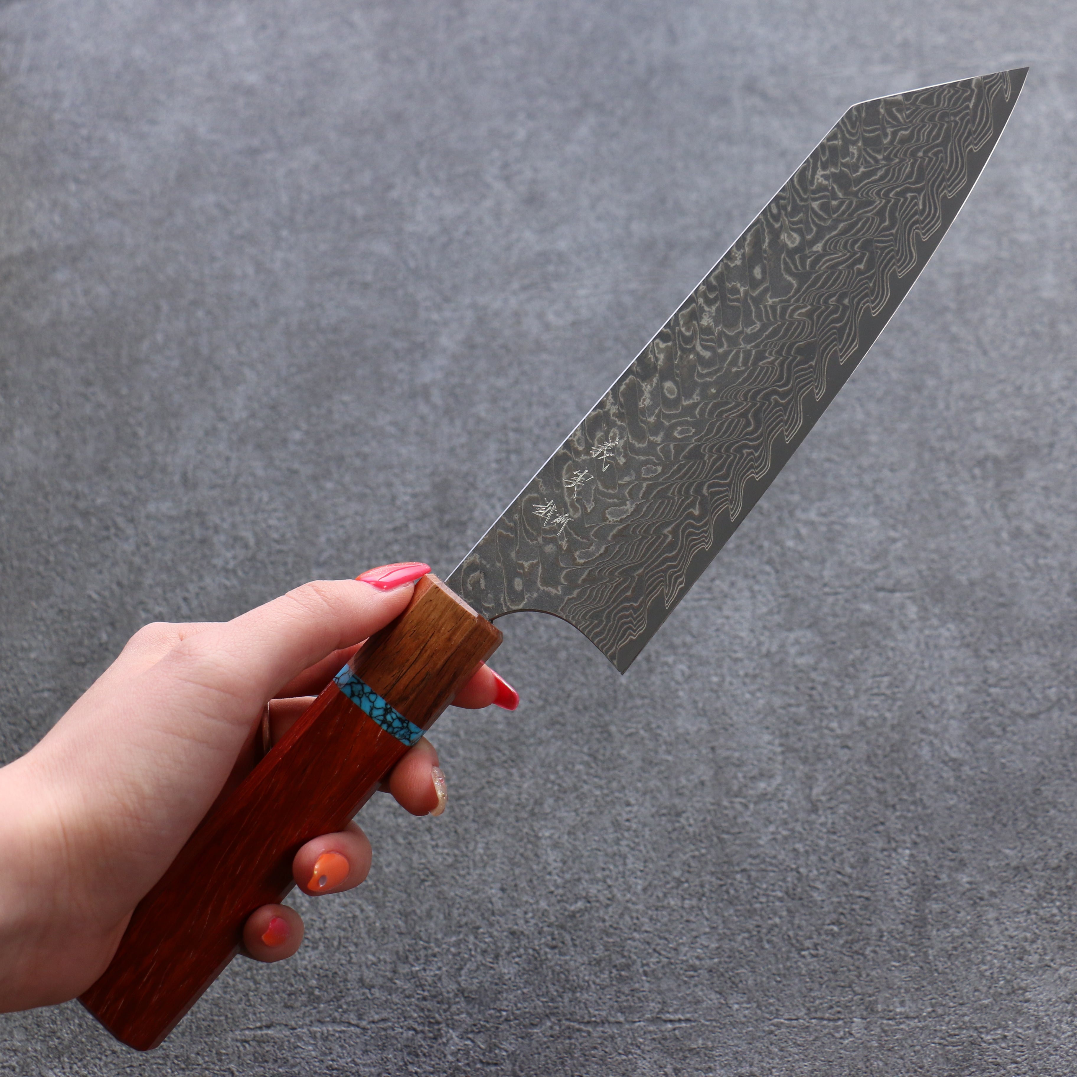 Yoshimi Kato SG2 Damascus Bunka 170mm Padoauk(Turquoise Ring) Handle - Seisuke Knife