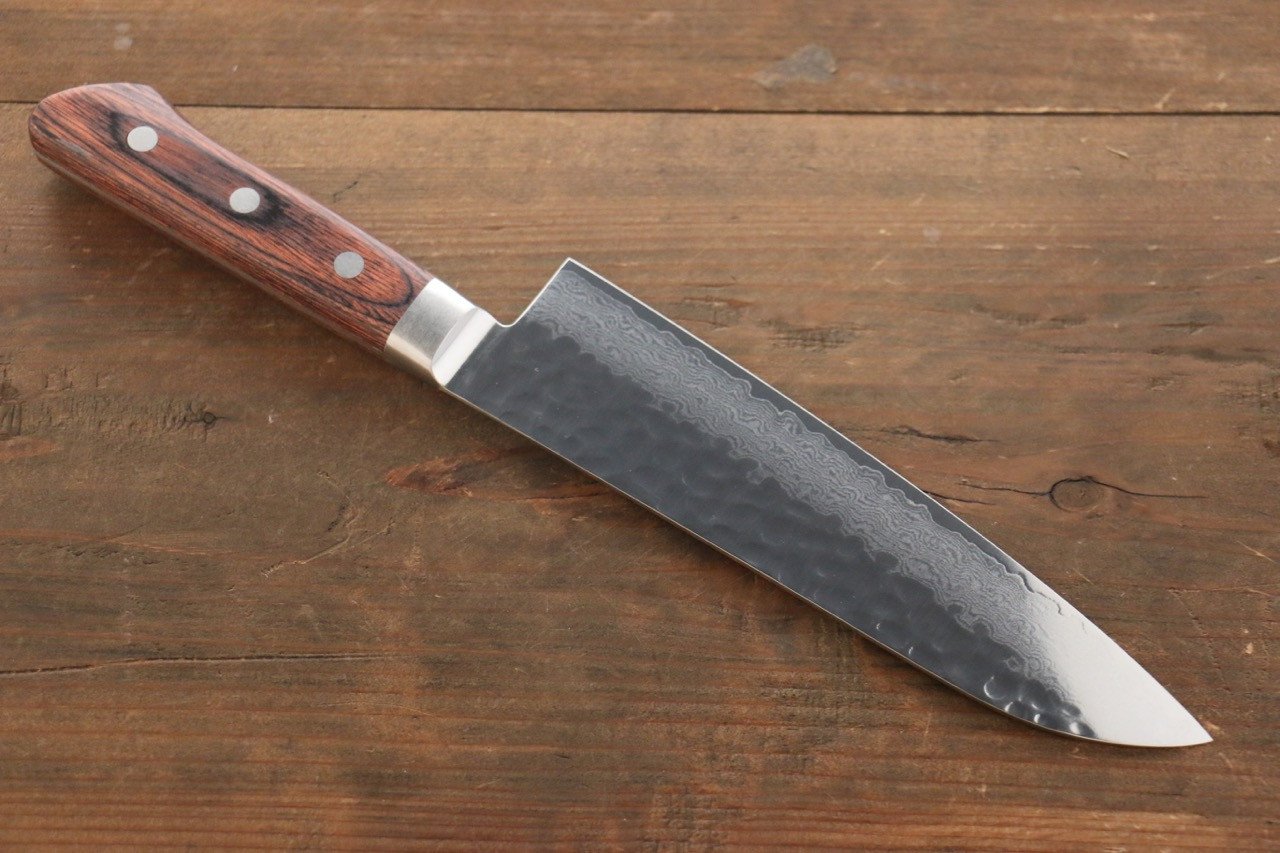 Seisuke VG10 33 Layer Damascus Santoku 180mm Mahogany Handle - Seisuke Knife