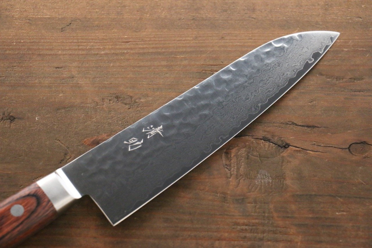 Seisuke VG10 33 Layer Damascus Santoku 180mm Mahogany Handle - Seisuke Knife