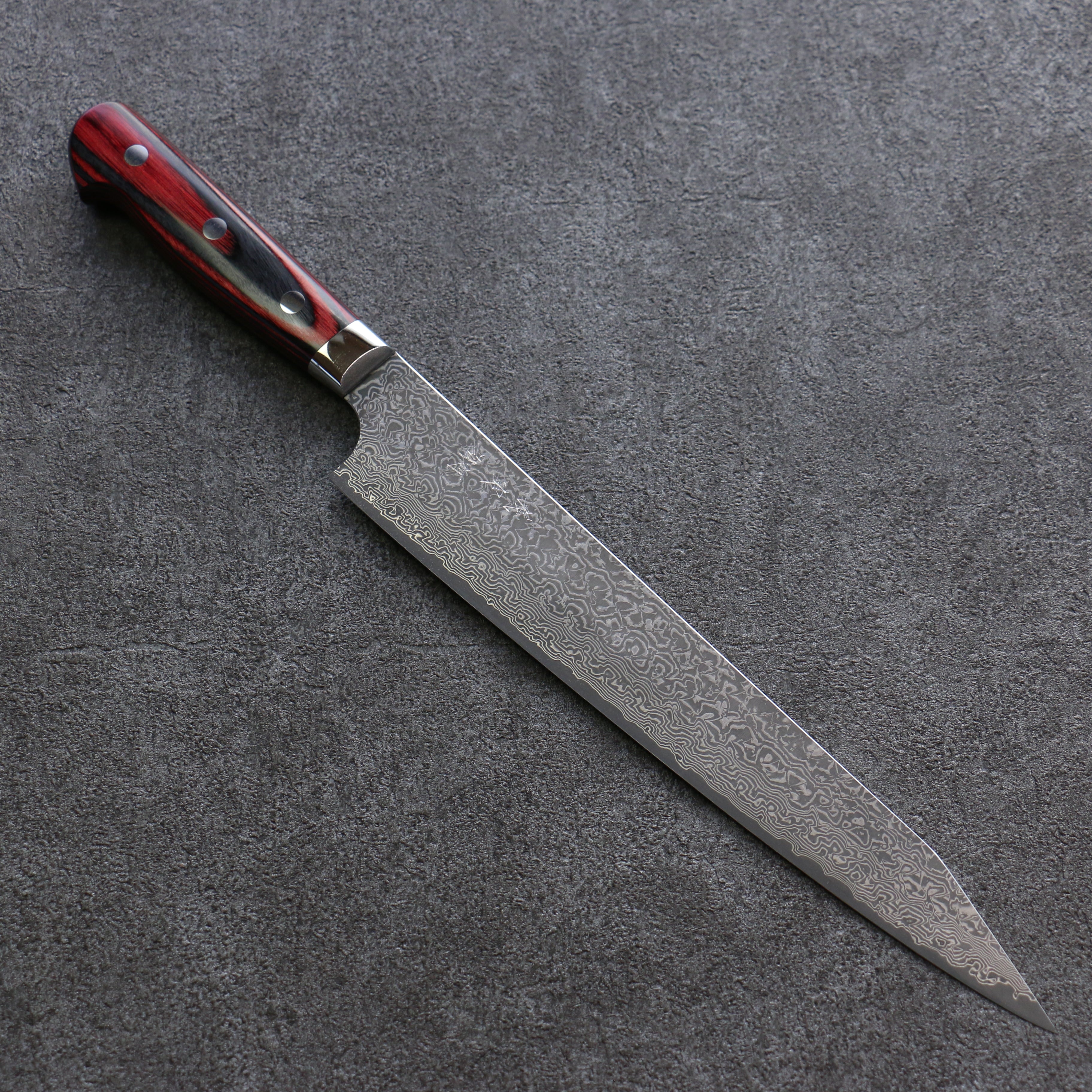 Yoshimi Kato VG10 Damascus Kiritsuke Sujihiki 240mm Black Pakka wood Handle - Seisuke Knife