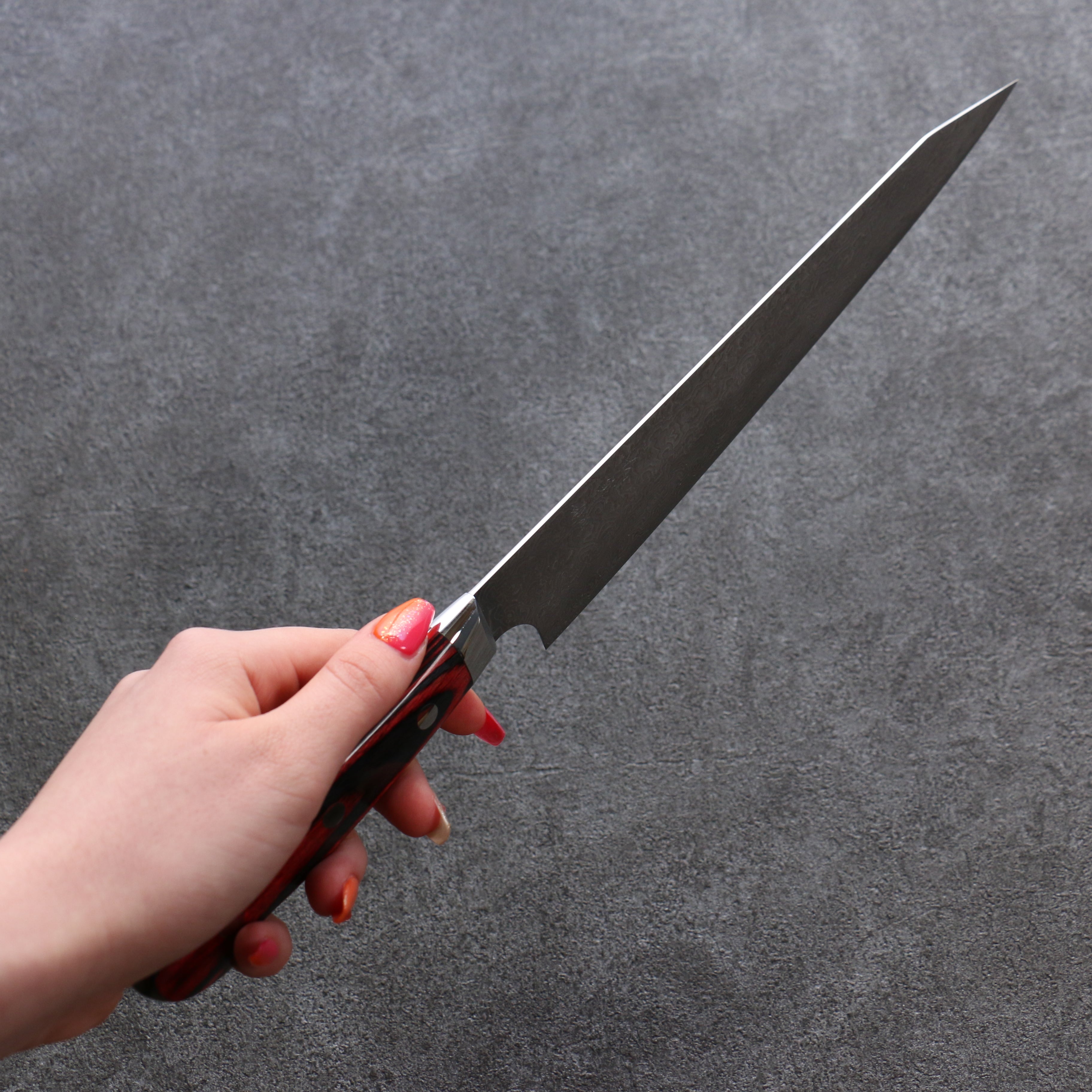 Yoshimi Kato VG10 Damascus Kiritsuke Sujihiki 240mm Black Pakka wood Handle - Seisuke Knife