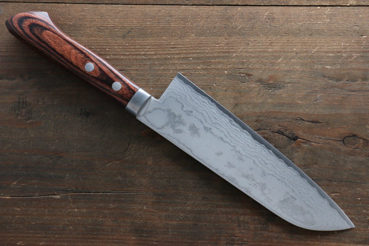 Kunihira Tanzo VG1 Damascus Santoku Japanese Chef Knife 170mm - Seisuke Knife