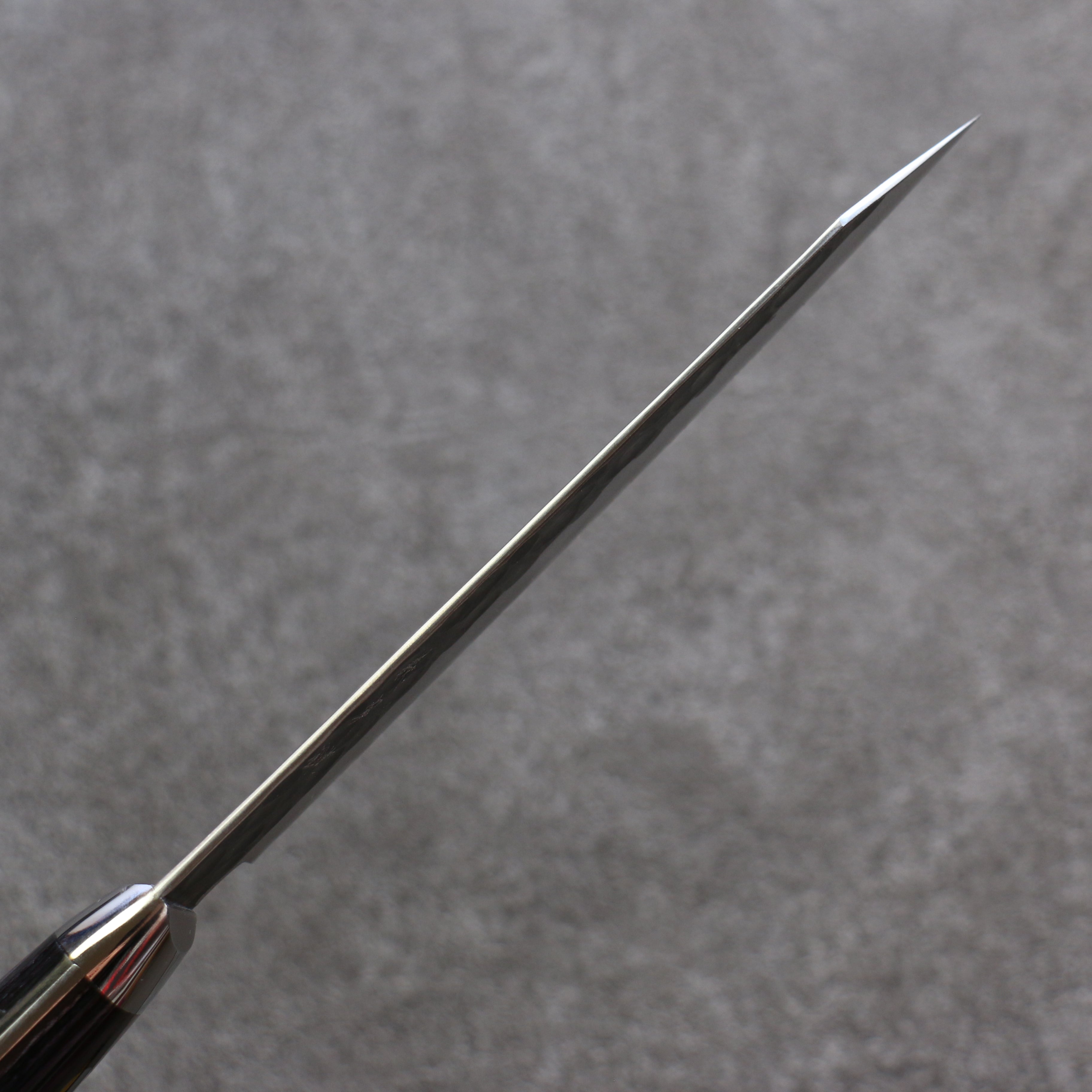Yoshimi Kato Blue Super Hammered(Maru) Kurouchi Kiritsuke Petty-Utility 150mm Purple Pakka wood Handle - Seisuke Knife