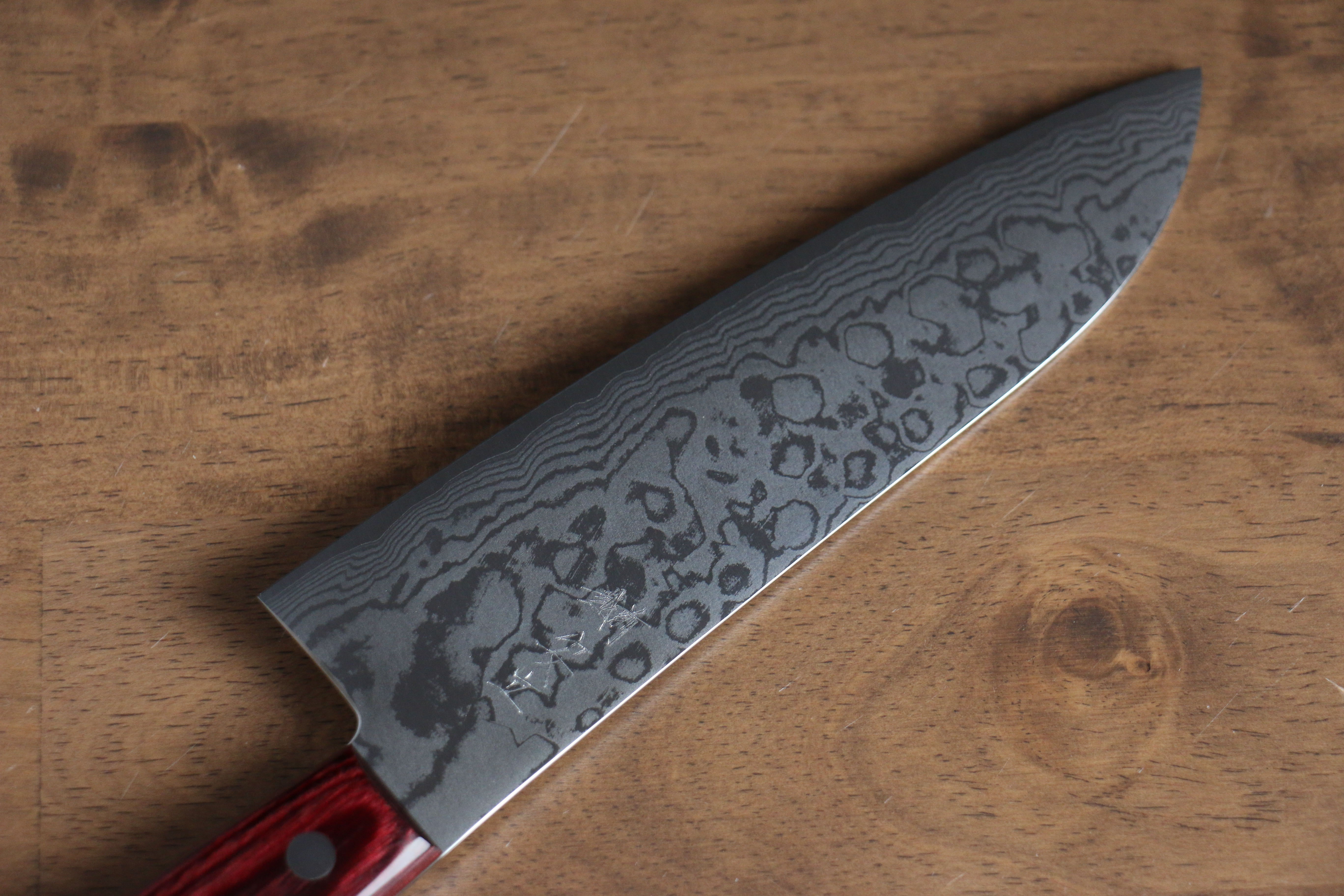 Anryu VG10 Damascus Santoku 170mm Red Pakka wood Handle - Seisuke Knife