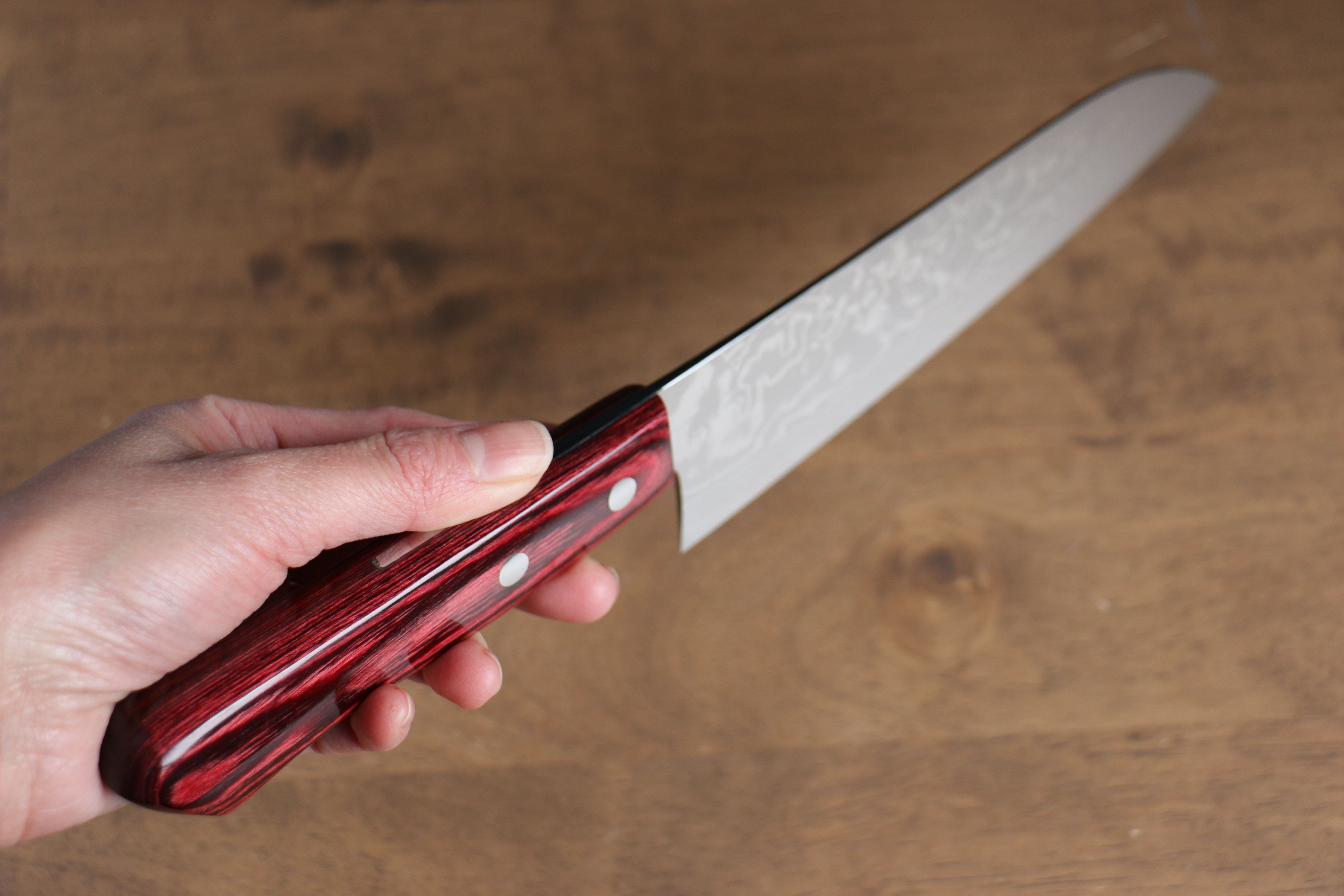 Anryu VG10 Damascus Santoku 170mm Red Pakka wood Handle - Seisuke Knife