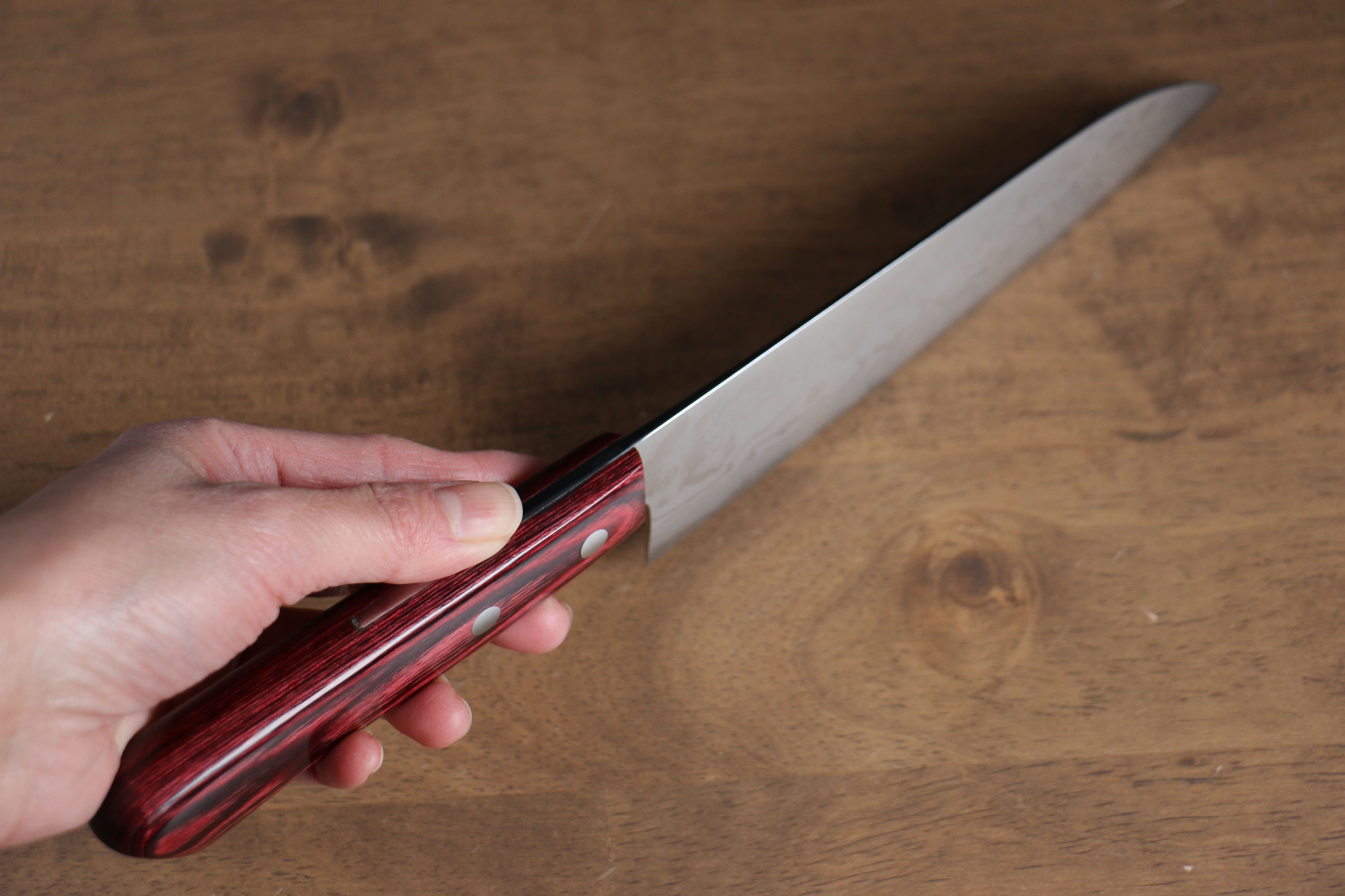 Anryu VG10 Damascus Santoku 170mm Red Pakka wood Handle - Seisuke Knife