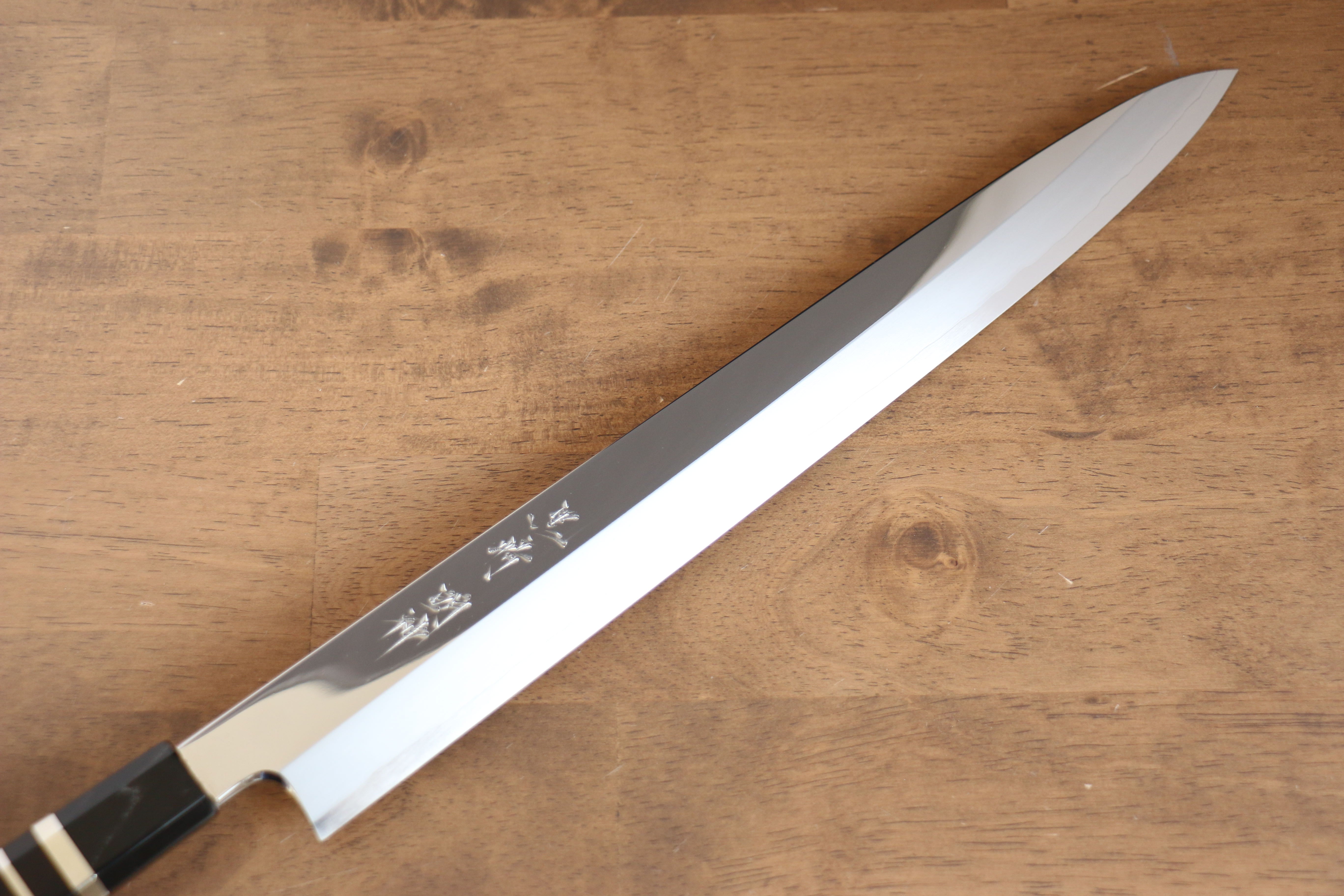 Yu Kurosaki Kurosaki ��� Myojin SG2 Mirrored Finish Yanagiba 330mm Ebony with Double Water Buffalo Ring Handle with Sheath - Seisuke Knife