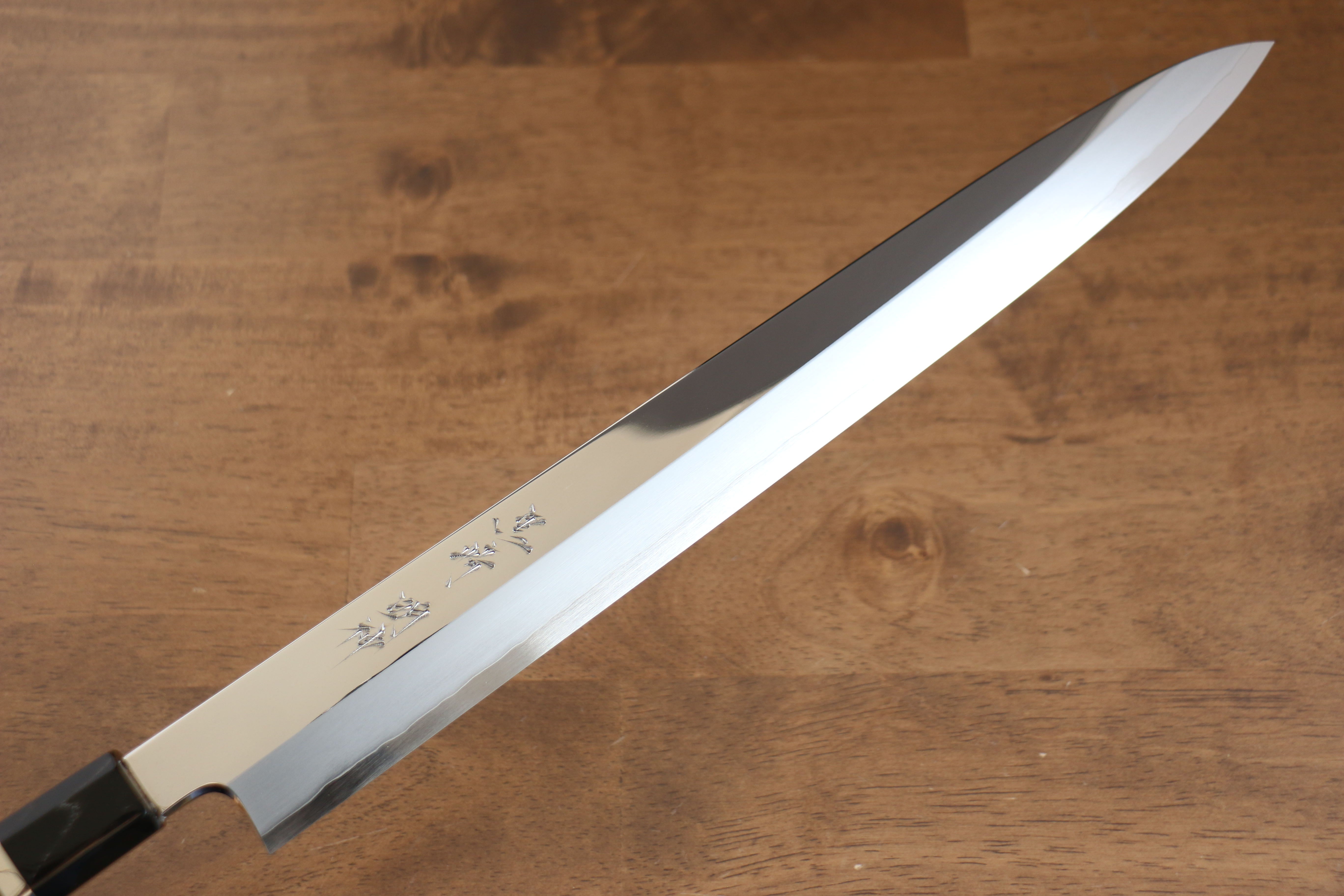 Yu Kurosaki Kurosaki ��� Myojin SG2 Mirrored Finish Yanagiba 330mm Ebony with Double Water Buffalo Ring Handle with Sheath - Seisuke Knife