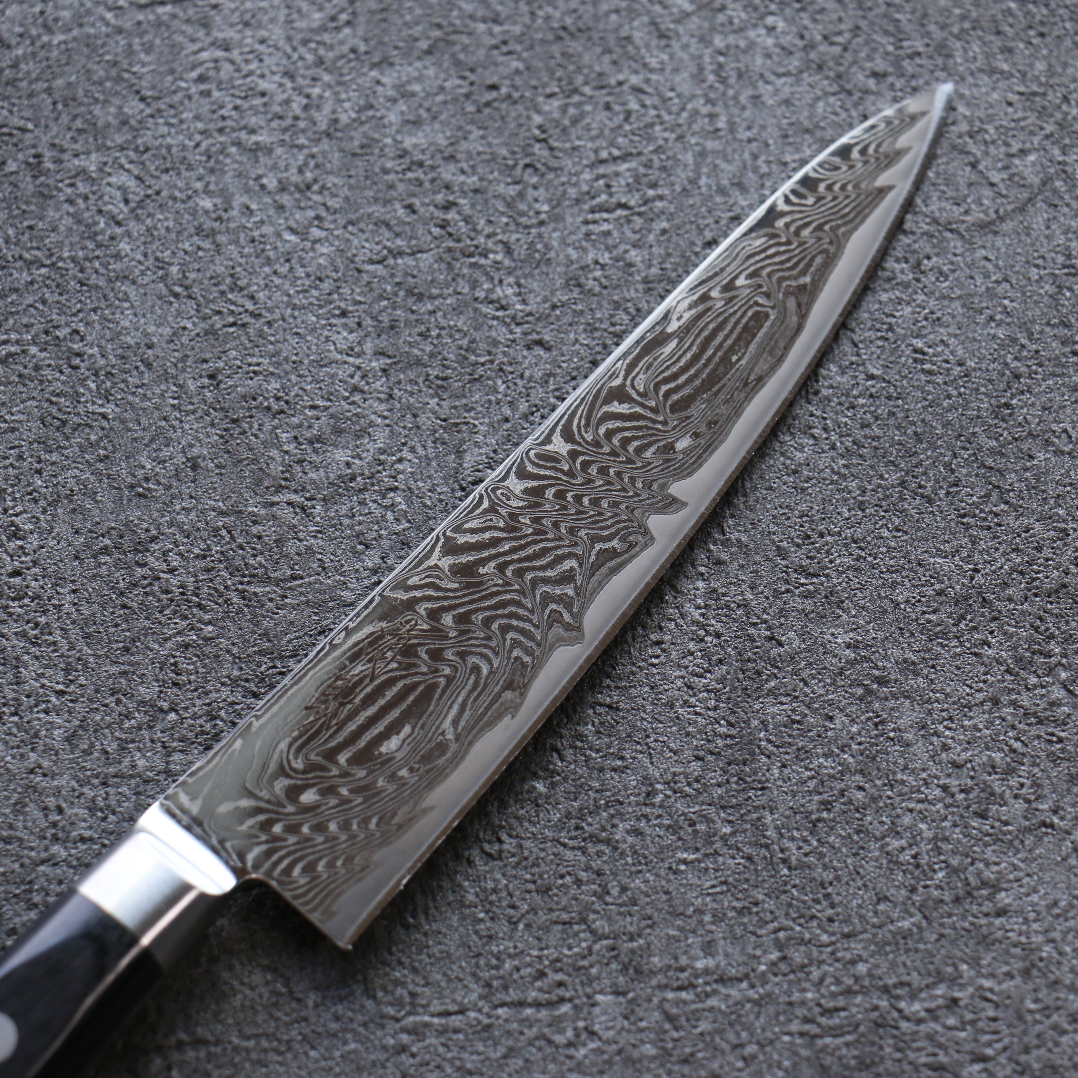 Seisuke Nami AUS10 Migaki Damascus Petty-Utility 135mm Black Pakkawood Handle - Seisuke Knife
