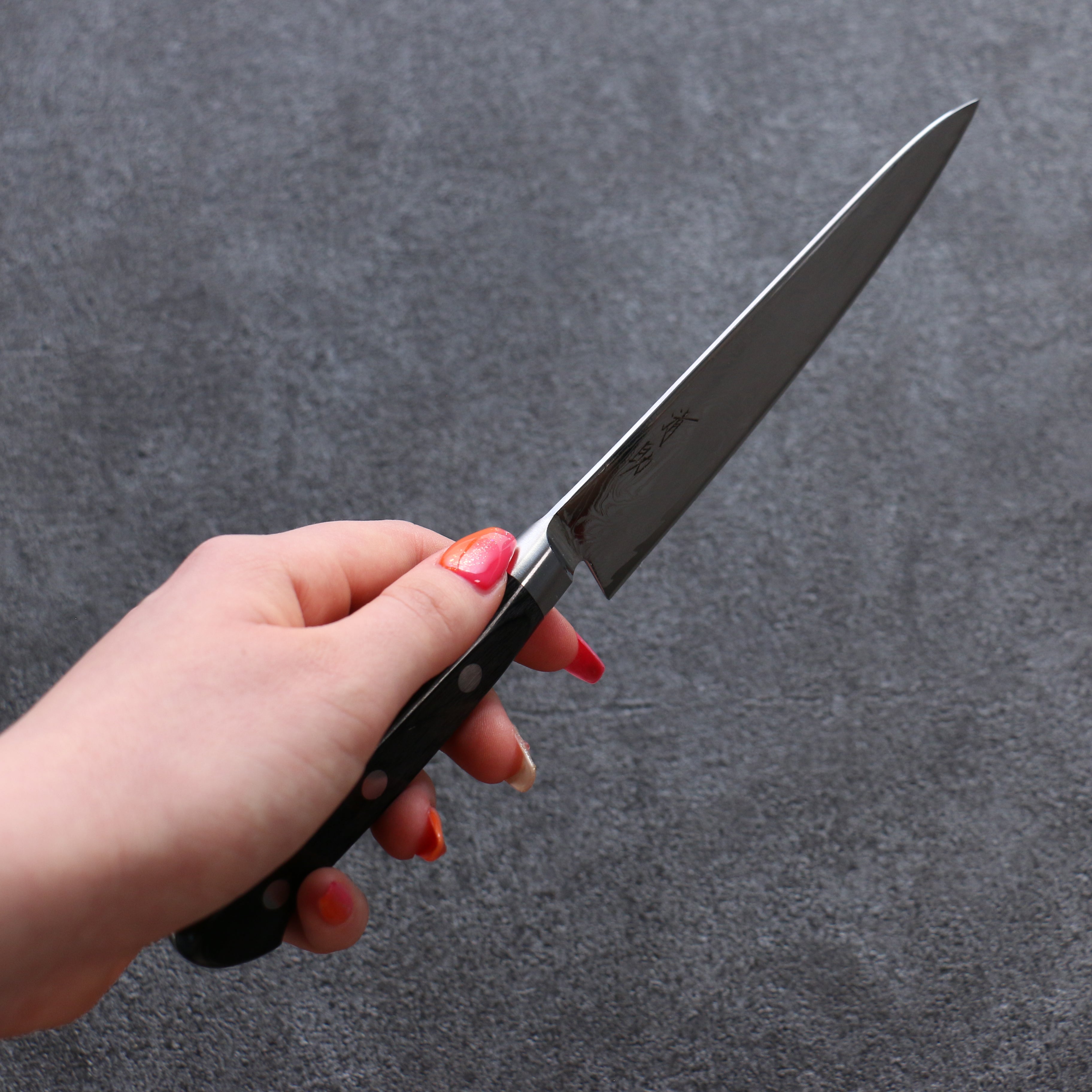Seisuke Nami AUS10 Migaki Damascus Petty-Utility 135mm Black Pakkawood Handle - Seisuke Knife