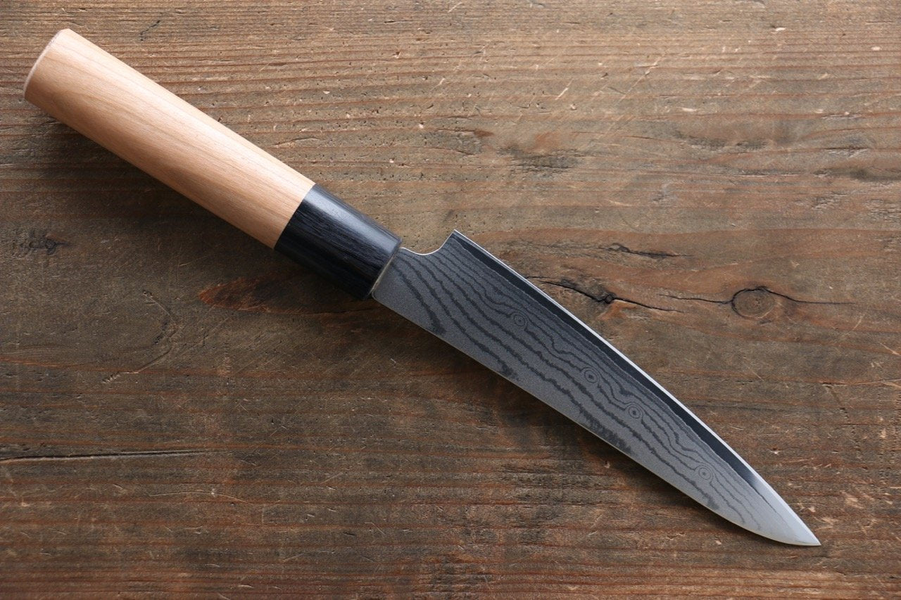 Seisuke VG10 37 Layer Damascus Petty-Utility 130mm Cherry Tree Handle - Seisuke Knife