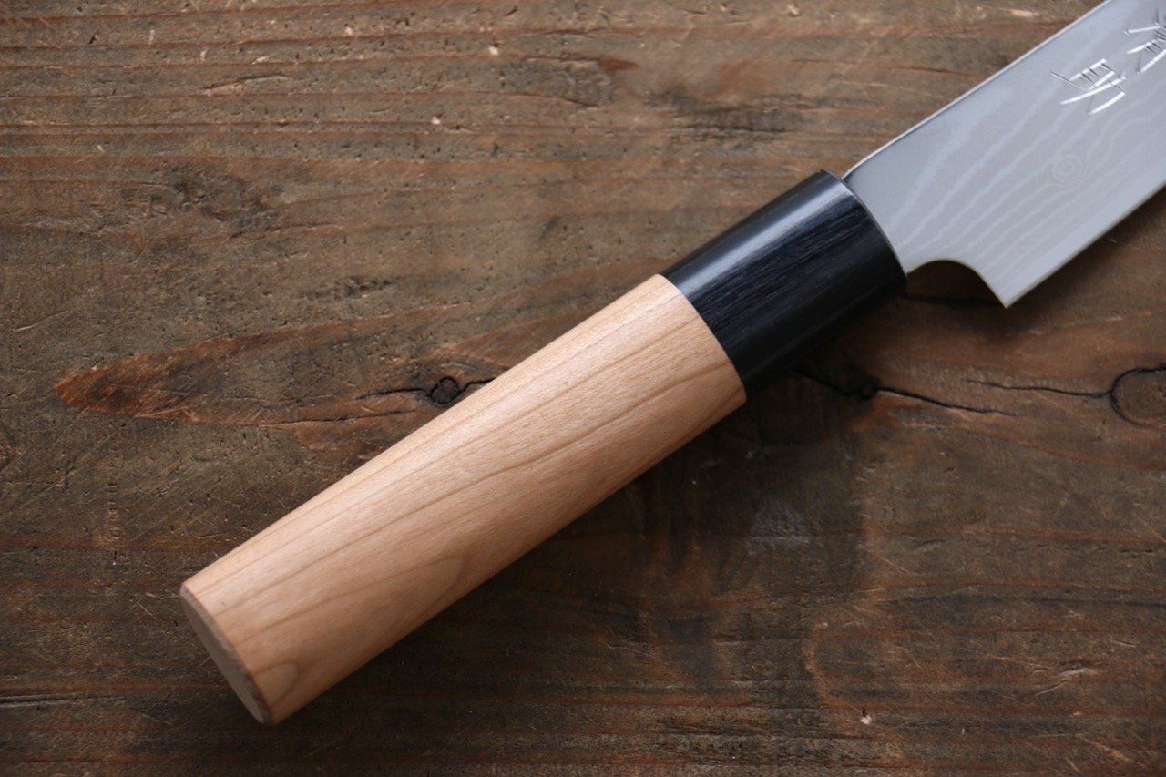 Seisuke VG10 37 Layer Damascus Petty-Utility 130mm Cherry Tree Handle - Seisuke Knife