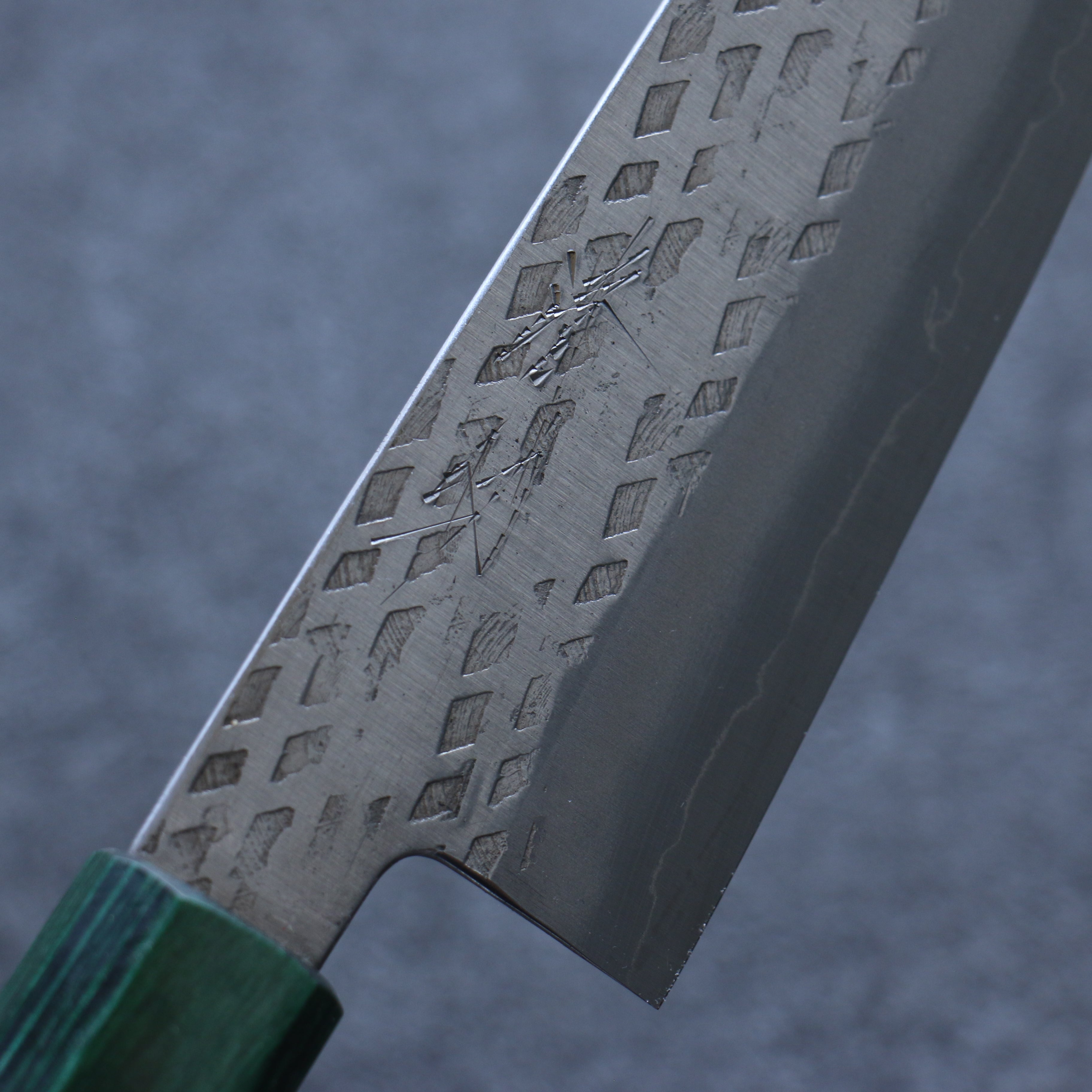 Seisuke Silver Steel No.3 Hammered Santoku 165mm Walnut(With Double Green Pakka wood) Handle - Seisuke Knife