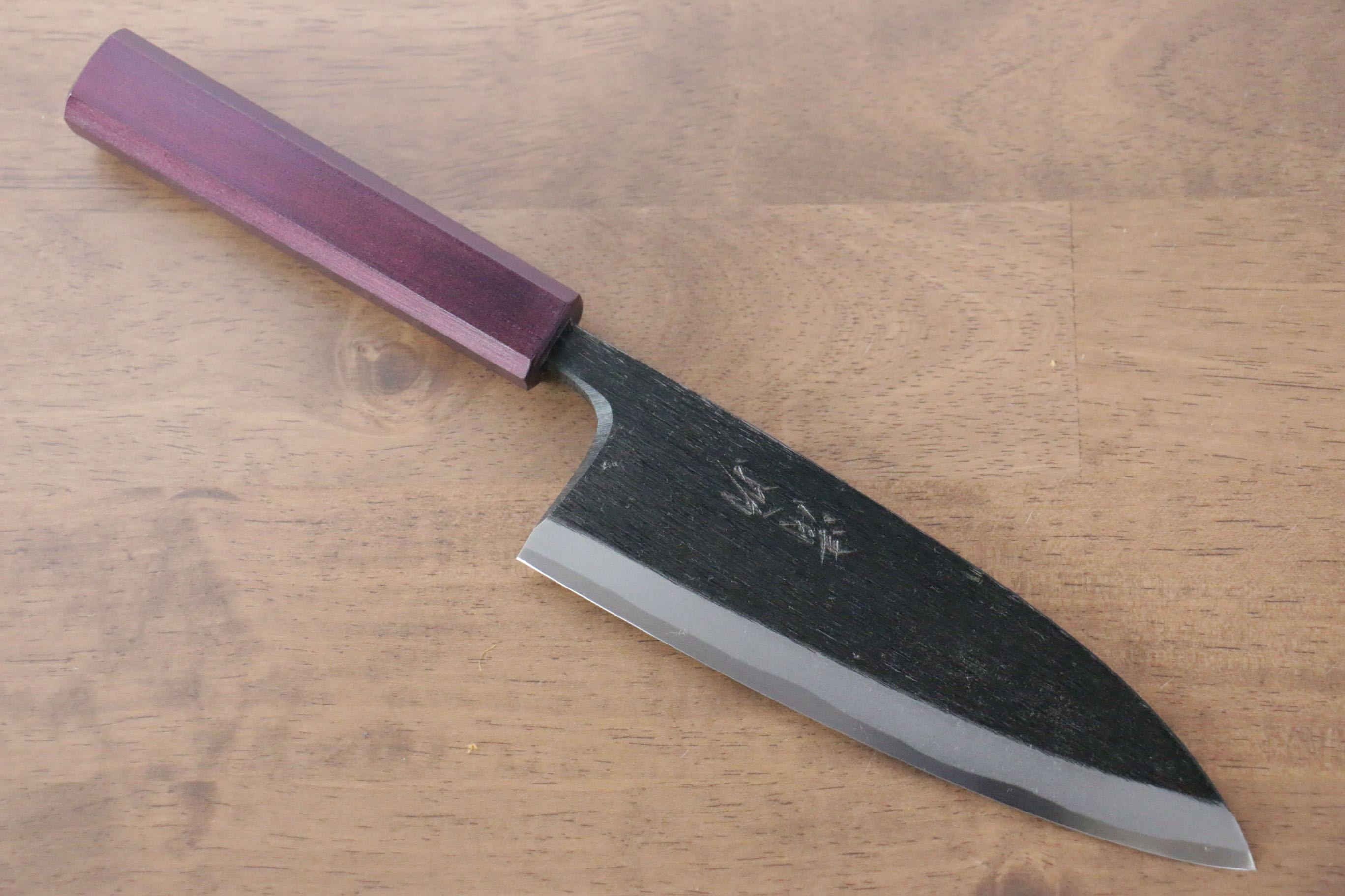 Seisuke White Steel No.2 Kurouchi Deba 165mm Purple Lacquered Handle - Seisuke Knife