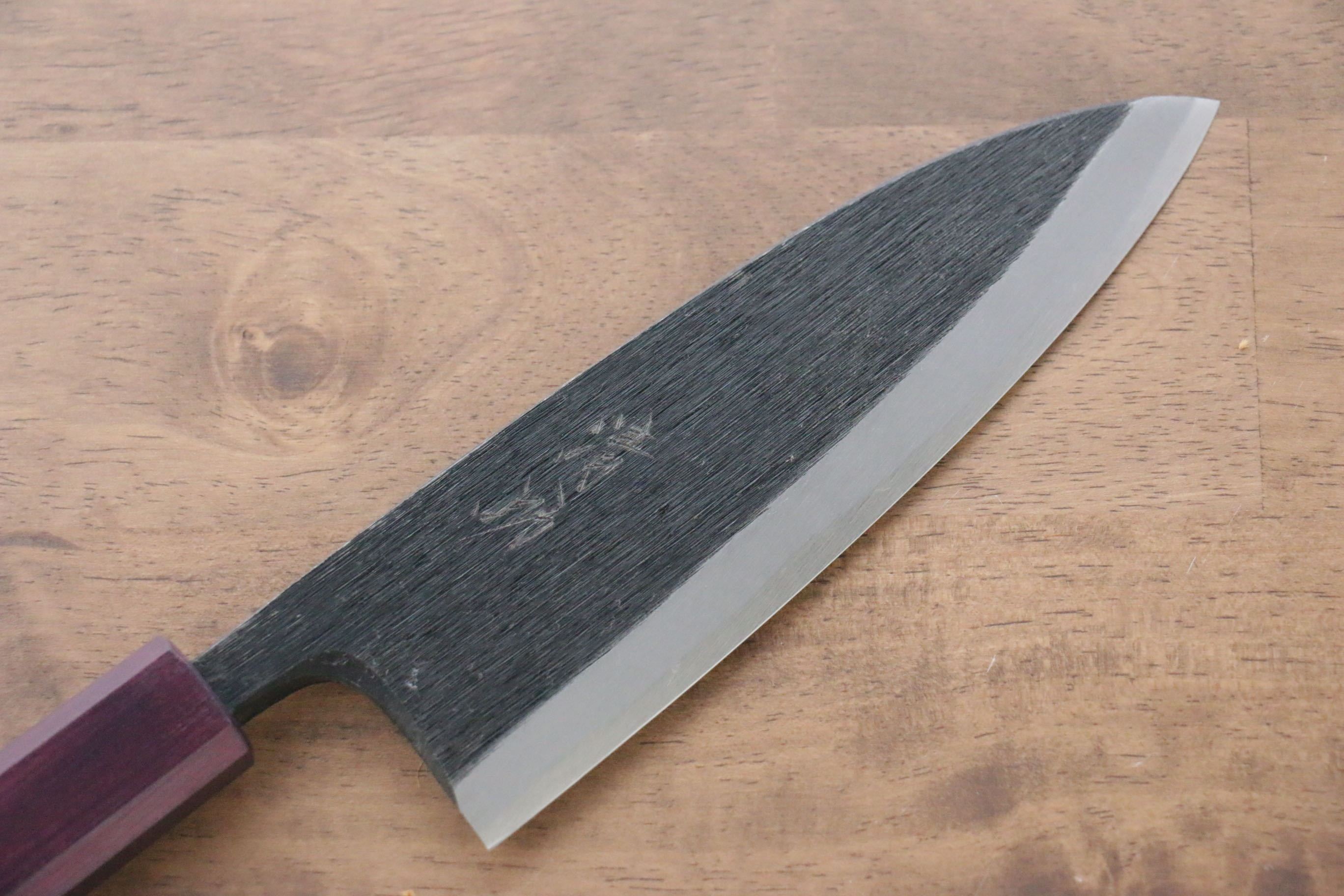 Seisuke White Steel No.2 Kurouchi Deba 165mm Purple Lacquered Handle - Seisuke Knife