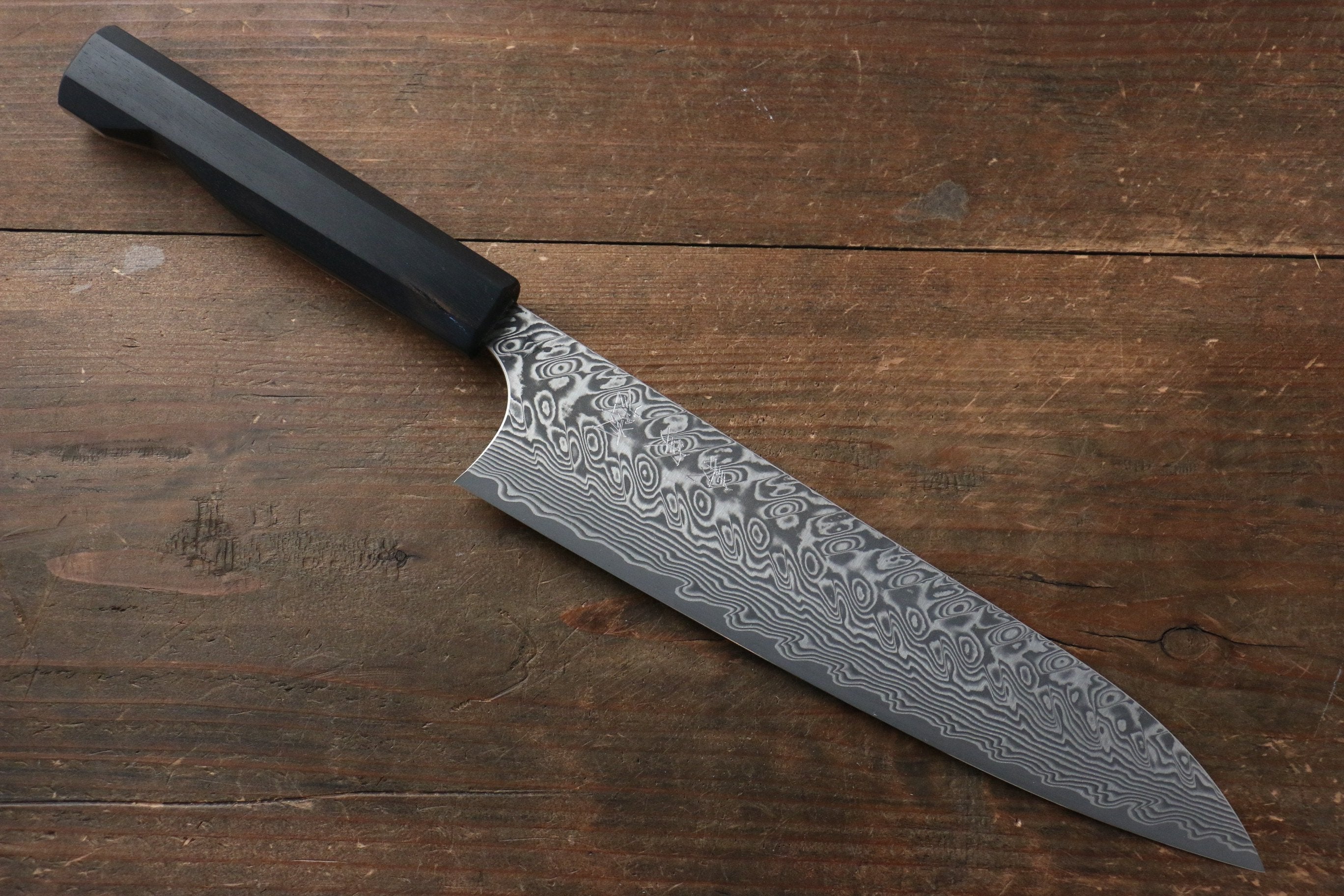 Yoshimi Kato SG2 Damascus Gyuto 210mm with Black Persimmon Handle A - Seisuke Knife