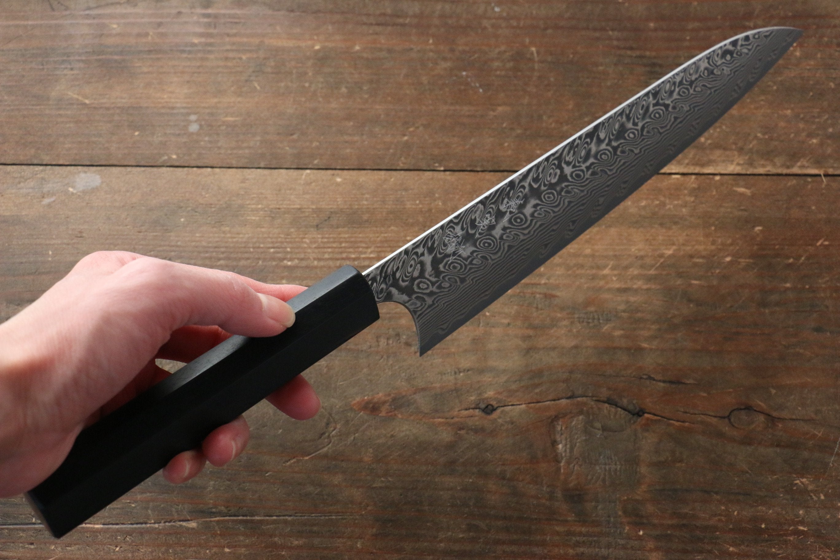 Yoshimi Kato SG2 Damascus Gyuto 210mm with Black Persimmon Handle A - Seisuke Knife