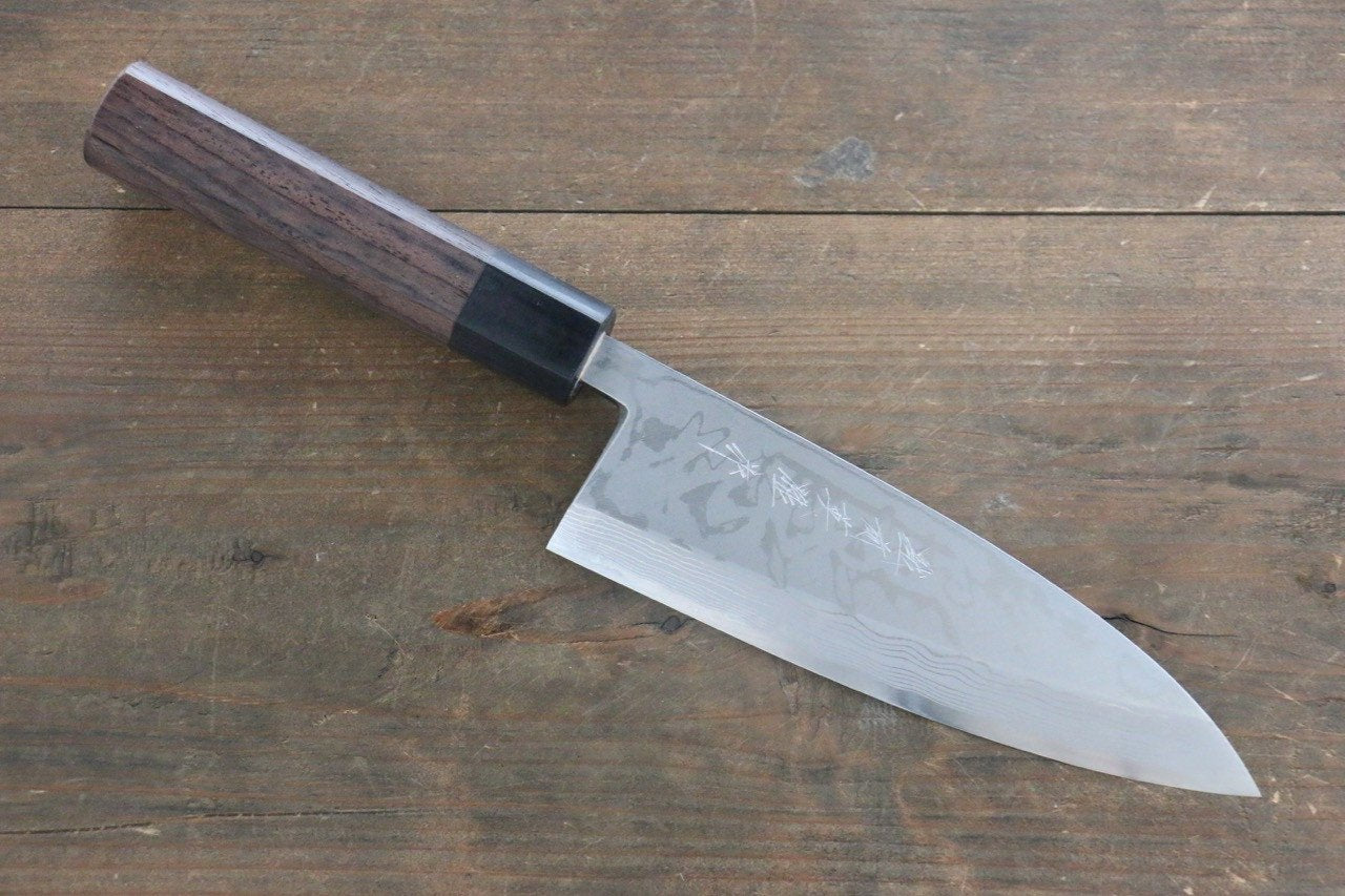 Hideo Kitaoka White Steel No.2 Damascus Deba Japanese Chef Knife 165mm - Seisuke Knife