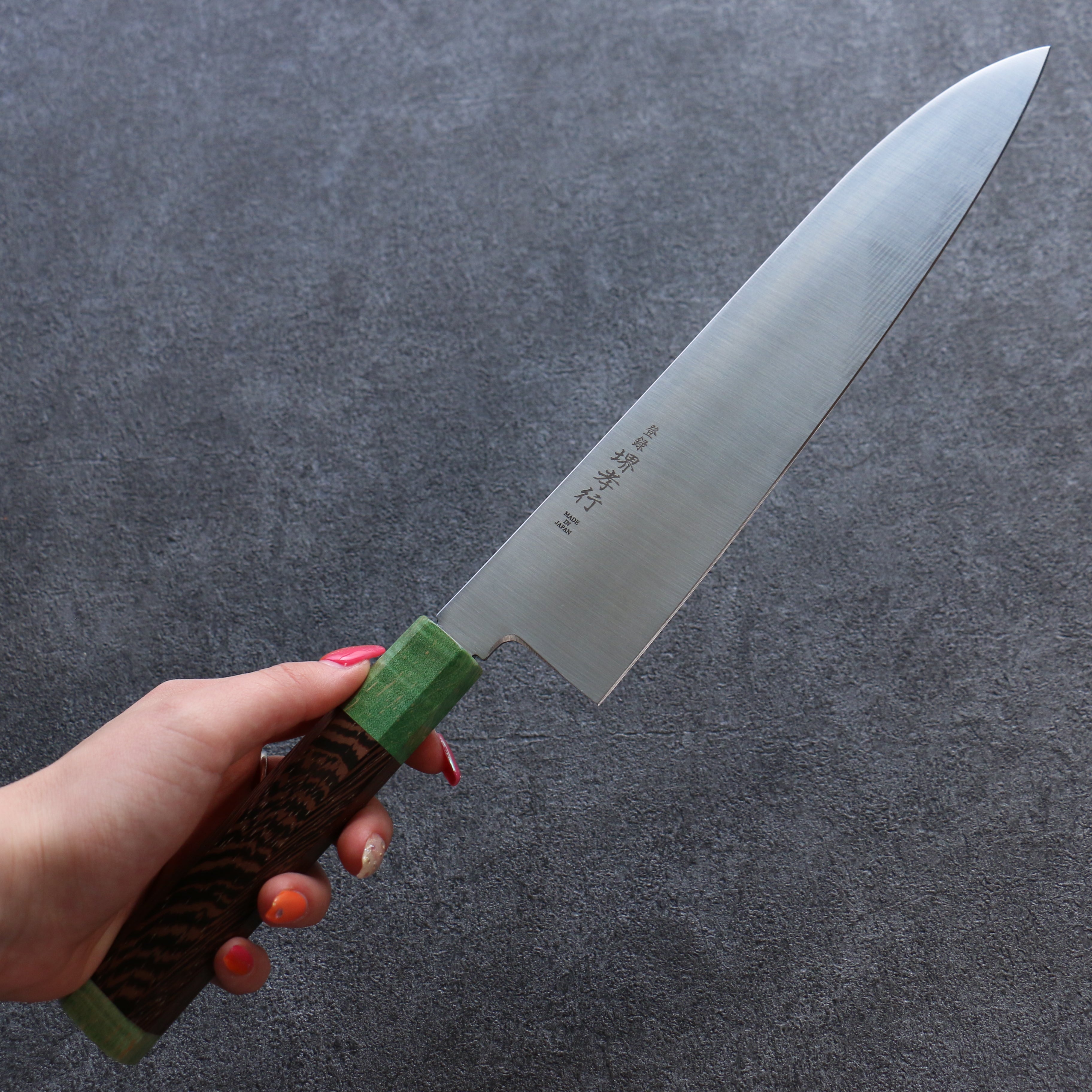 Sakai Takayuki Antares Emerald Uddeholm Swedish stain-resistant steel Gyuto 240mm Wenge (Double Green Ring) Handle - Seisuke Knife