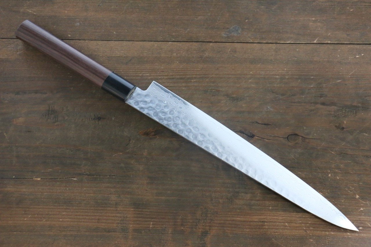 Sakai Takayuki AUS10 45 Layer Damascus Japanese Chef's Sujihiki Knife 240mm with Shitan Handle - Seisuke Knife