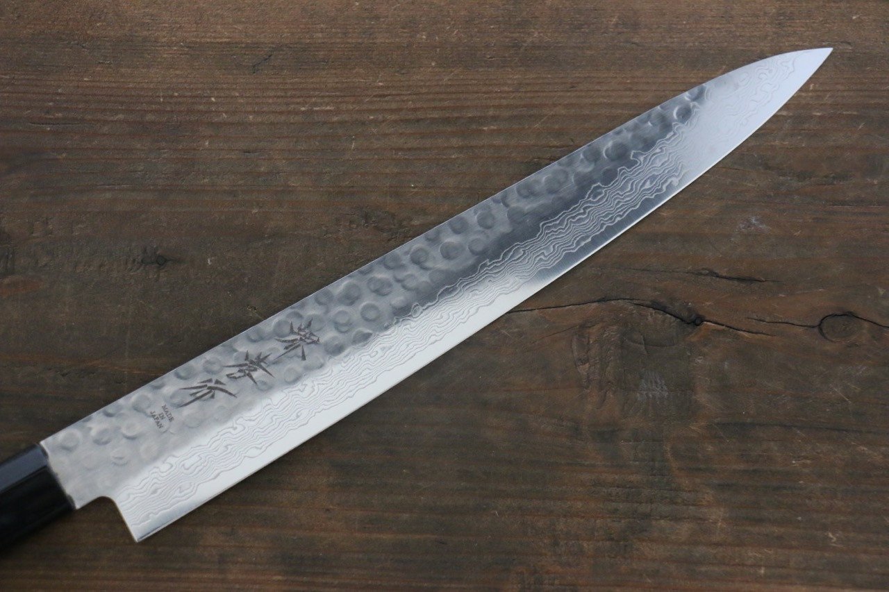 Sakai Takayuki AUS10 45 Layer Damascus Japanese Chef's Sujihiki Knife 240mm with Shitan Handle - Seisuke Knife