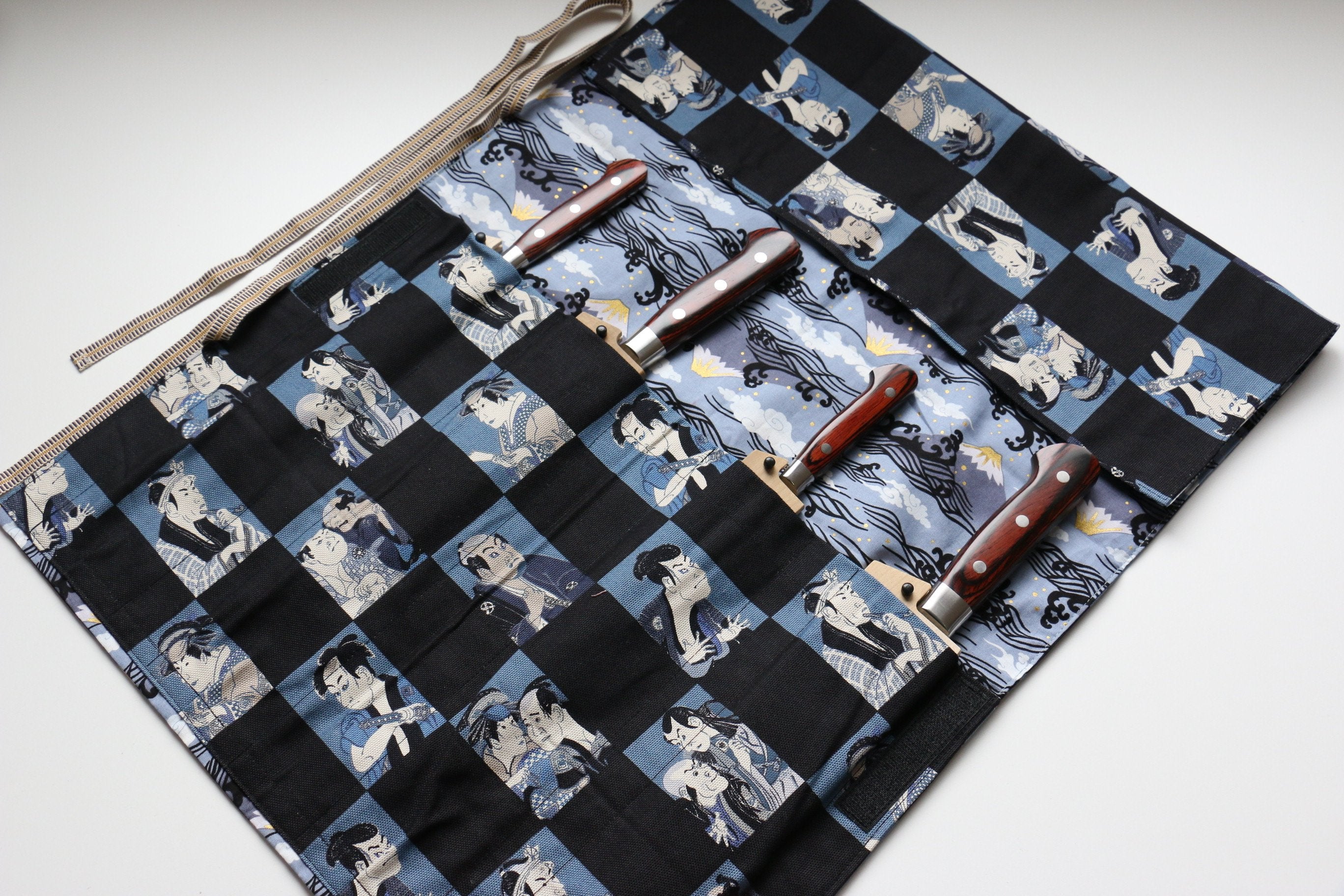 Japanese Style Knife Roll Aokabuki-Ura-Fuji 4 Pockets - Seisuke Knife