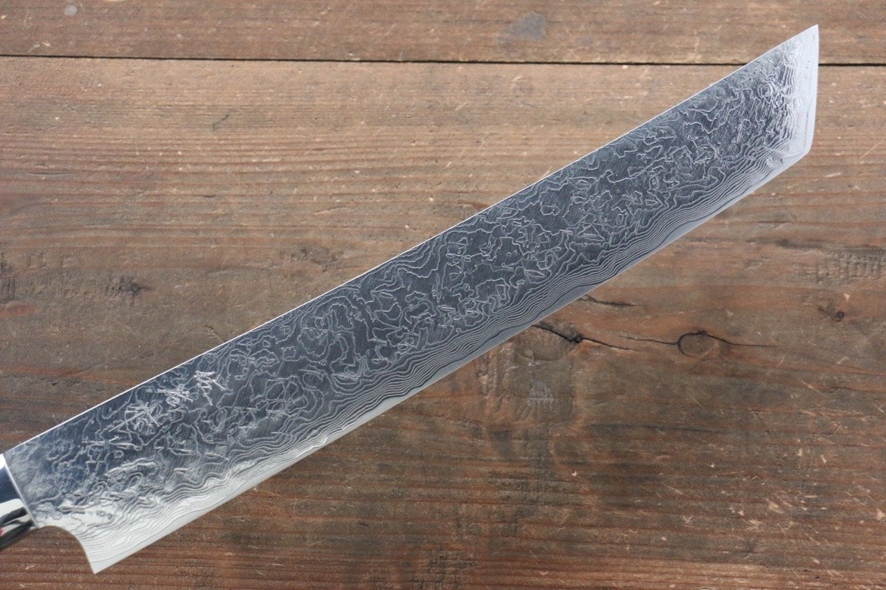 Takeshi Saji SG2 Diamond Finish Damascus Kengata Yanagiba 270mm Cloud Turquoise Handle - Seisuke Knife