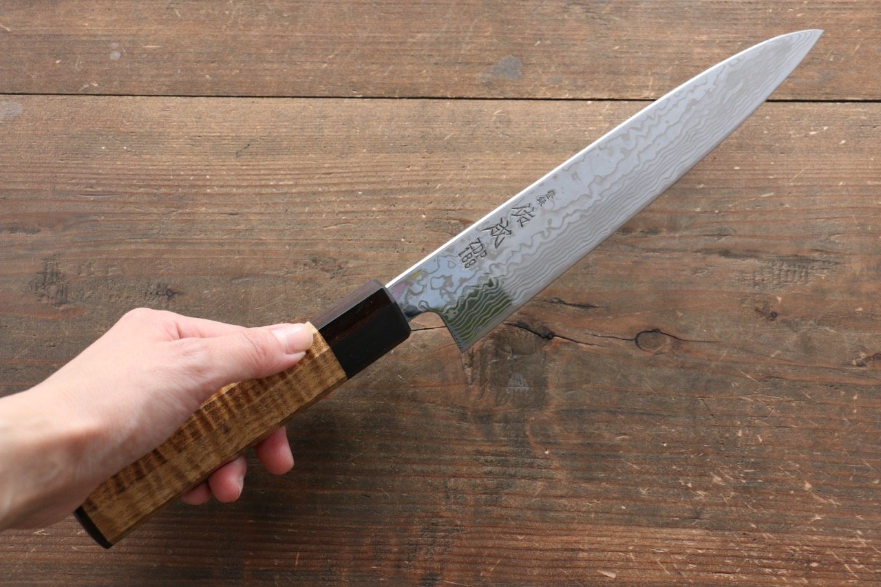 Sukenari ZDP189 Damascus Gyuto Japanese Chef Knife 210mm with Marronnier Handle With Saya - Seisuke Knife