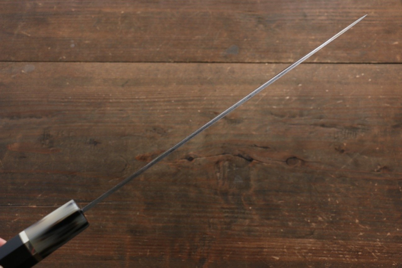 Takeshi Saji Blue Steel No.2 Colored Damascus Gyuto 240mm Ebony with Ring Handle - Seisuke Knife