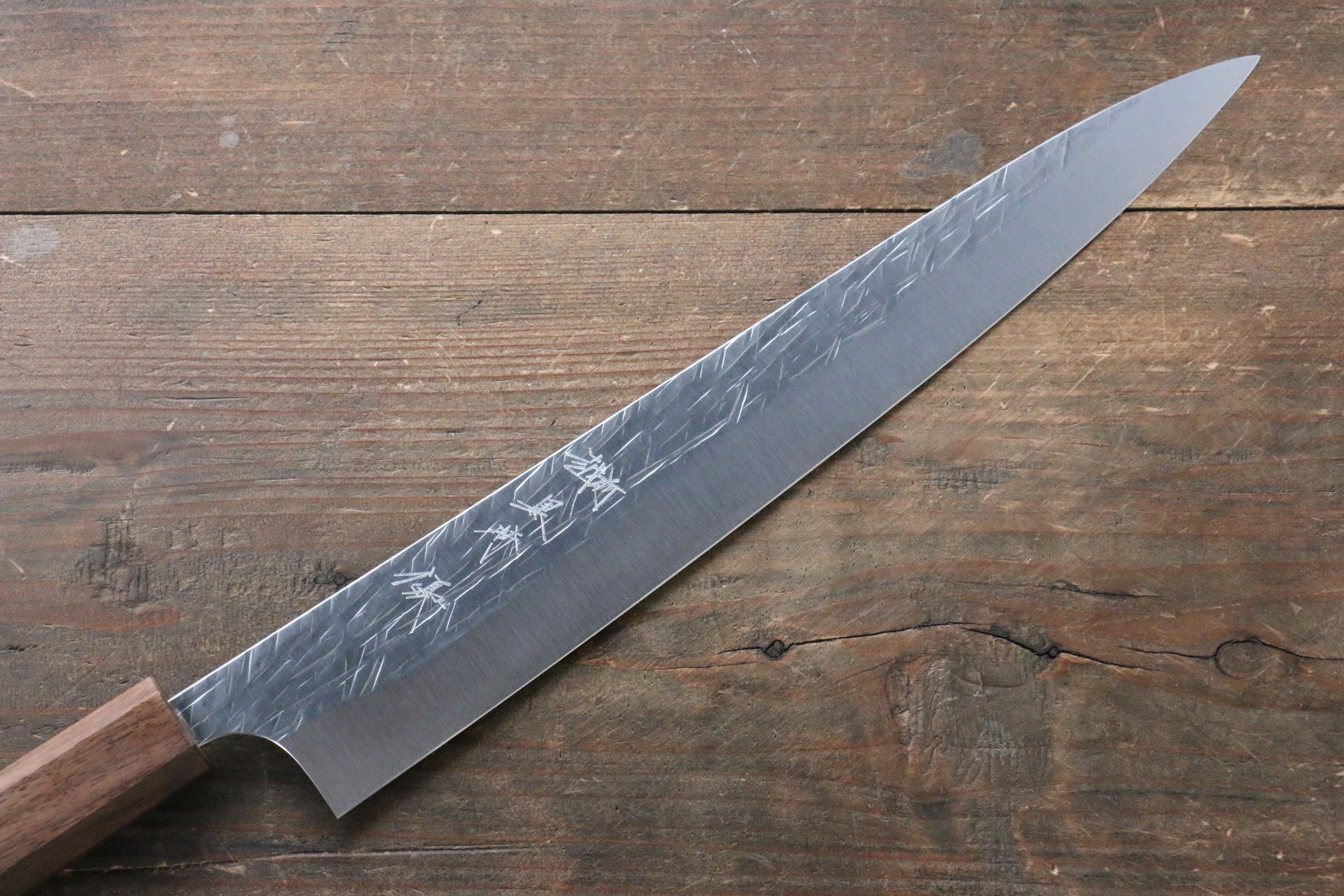 Yu Kurosaki Raijin Cobalt Special Steel Hammered Sujihiki 270mm Walnut Handle - Seisuke Knife