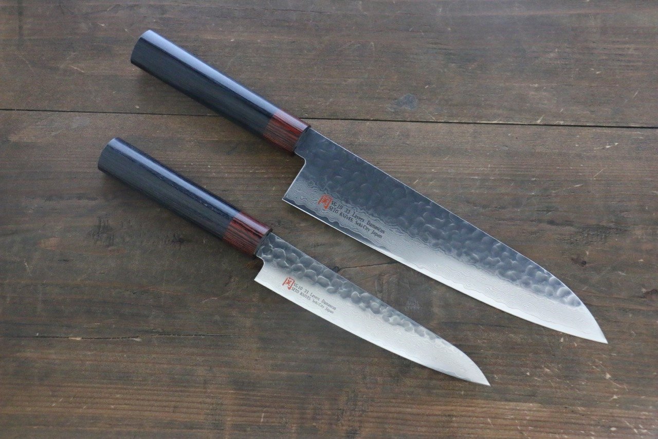 Iseya VG10 33 Layer Damascus Petty 150mm and Gyuto 210mm Set - Seisuke Knife
