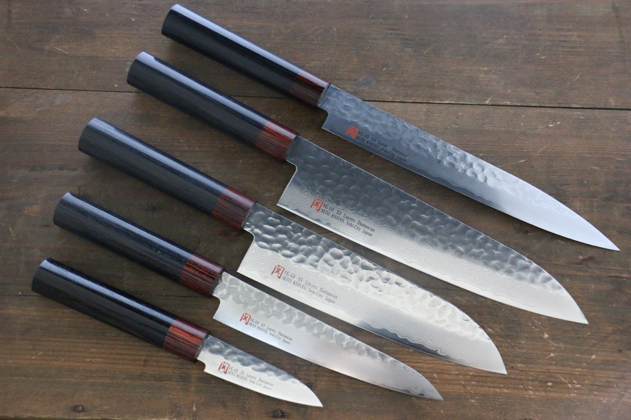 Iseya VG10 33 Layer Damascus Petty 80mm, Petty 150mm, Santoku 180mm, Gyuto 210mm Set - Seisuke Knife