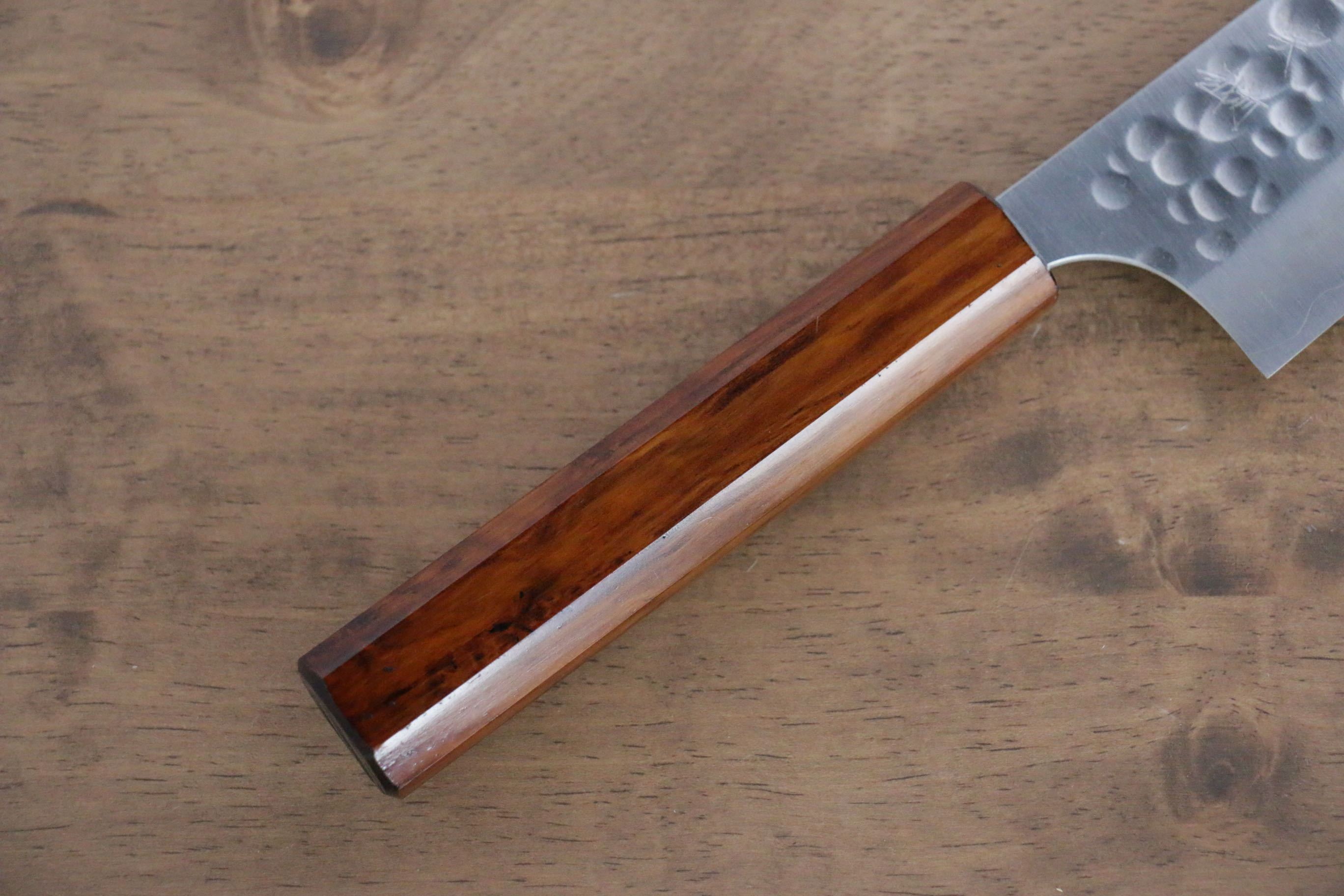 Yoshimi Kato Silver Steel No.3 Hammered Bunka 165mm with Lacquered Sugi Wood Handle - Seisuke Knife