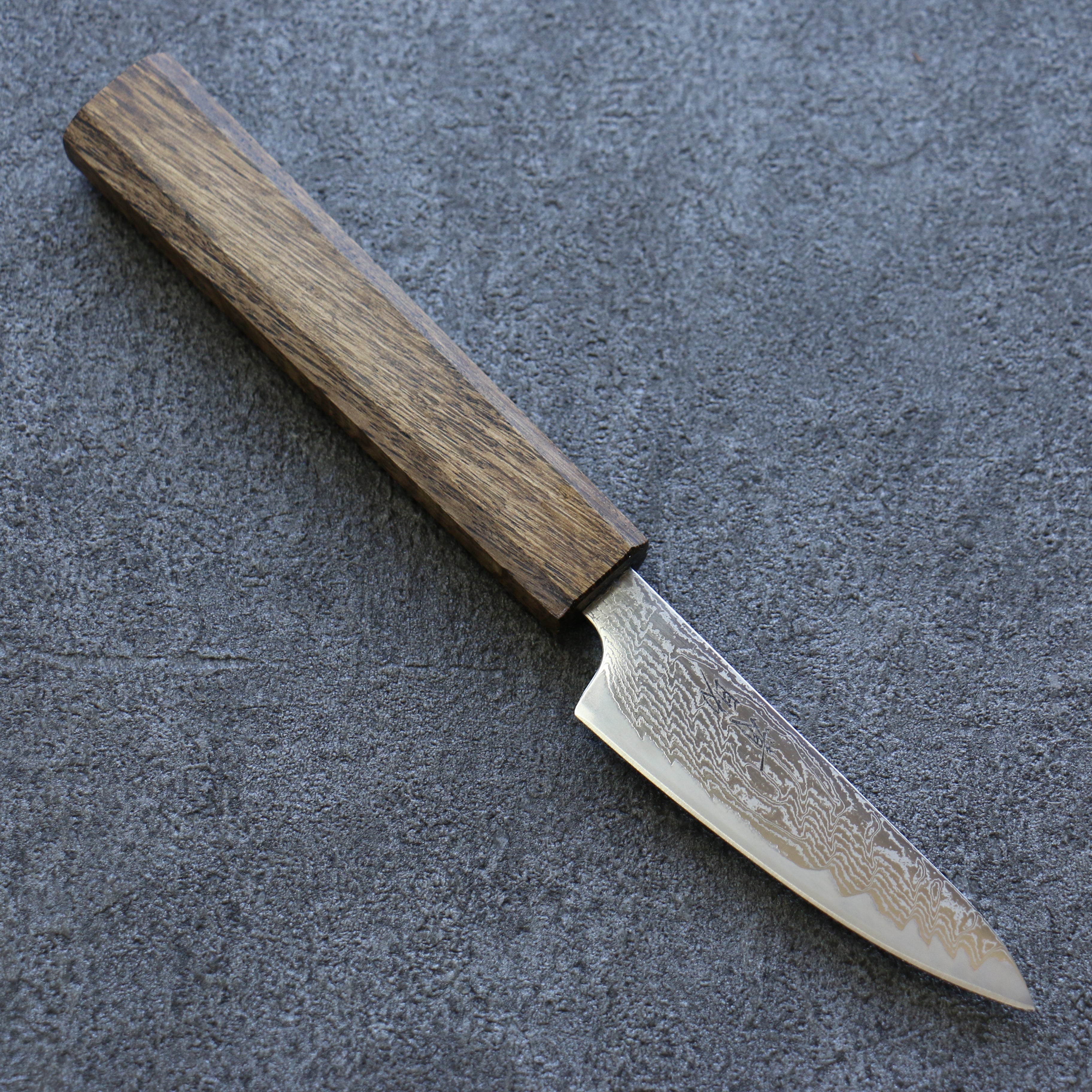 Seisuke Nami AUS10 Migaki Damascus Petty-Utility 80mm Oak Handle - Seisuke Knife