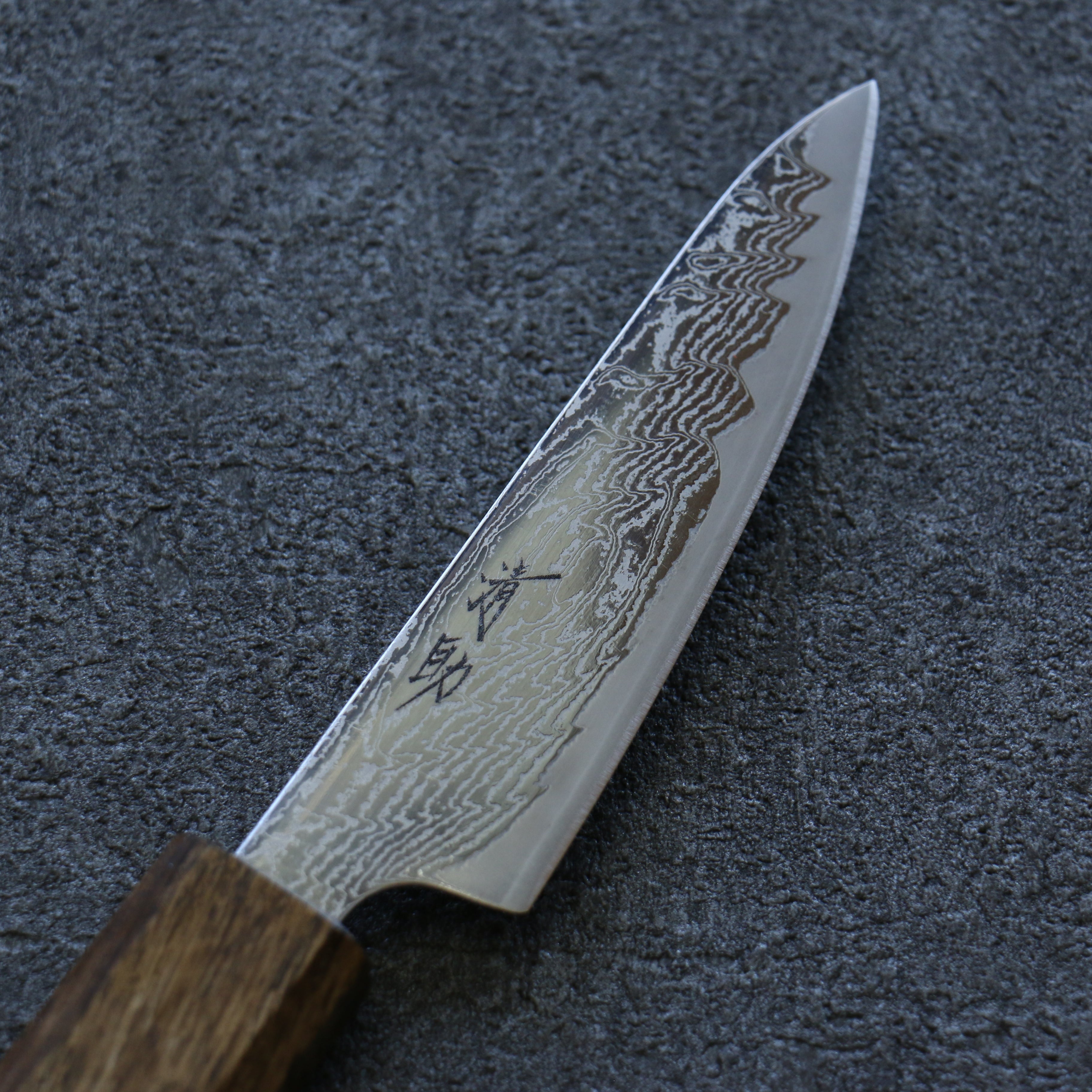Seisuke Nami AUS10 Migaki Damascus Petty-Utility 80mm Oak Handle - Seisuke Knife