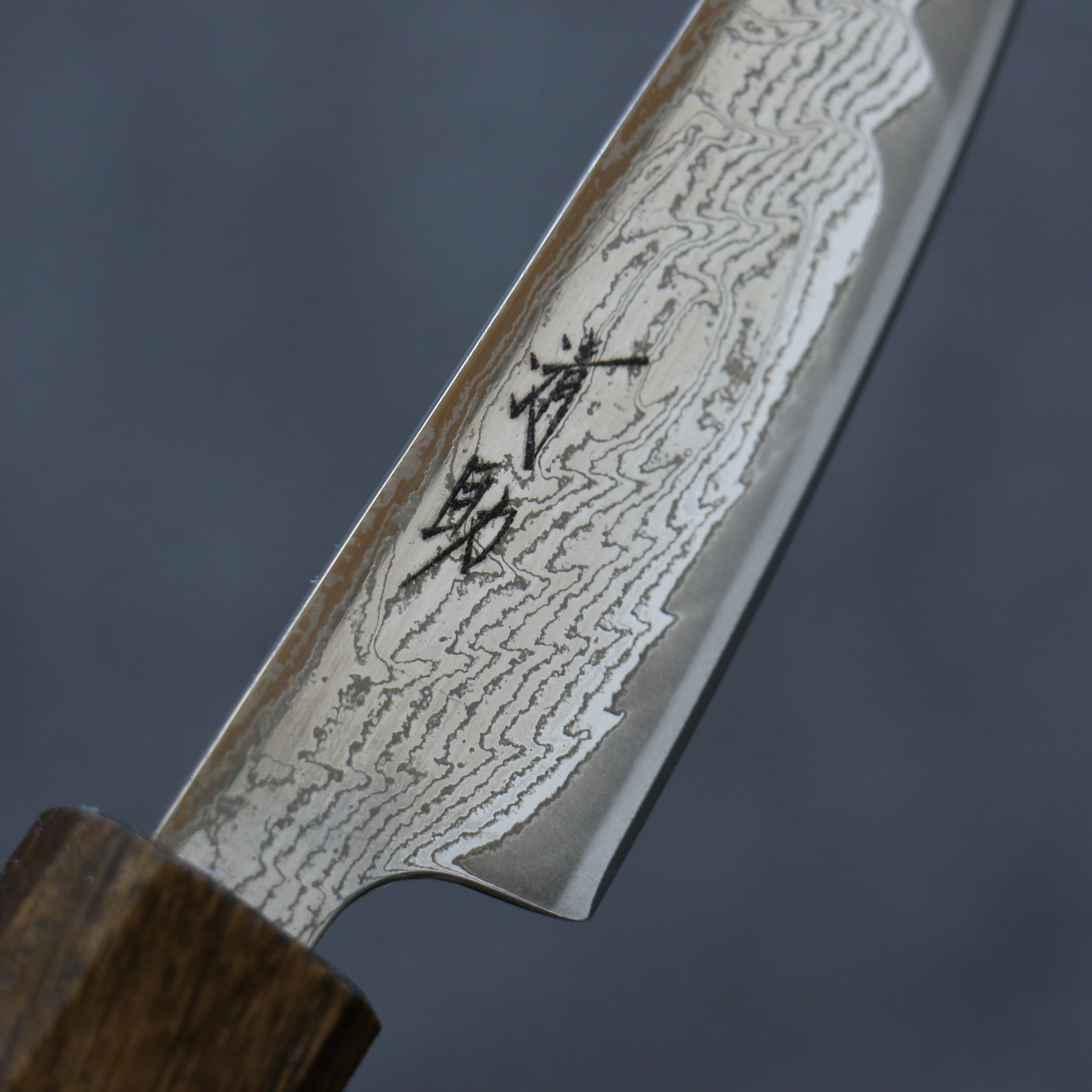 Seisuke Nami AUS10 Migaki Damascus Petty-Utility 80mm Oak Handle - Seisuke Knife
