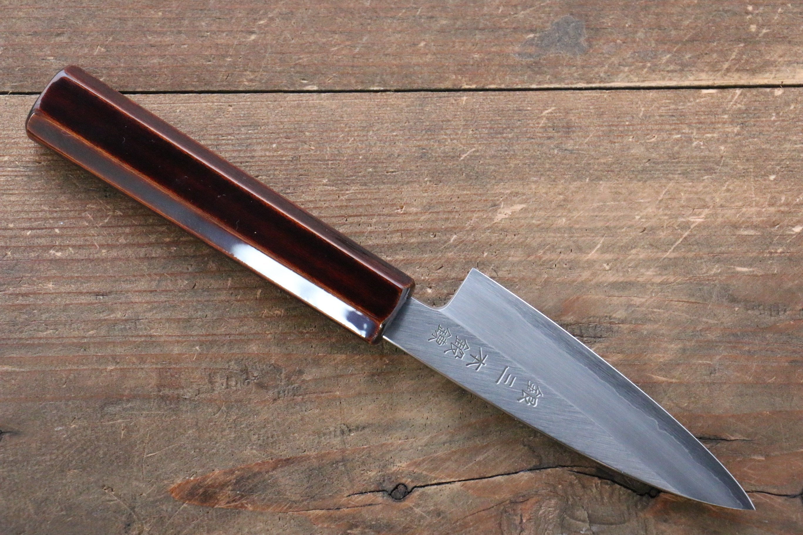 Seisuke Silver Steel No.3 Paring 85mm Lacquered Wood Handle - Seisuke Knife