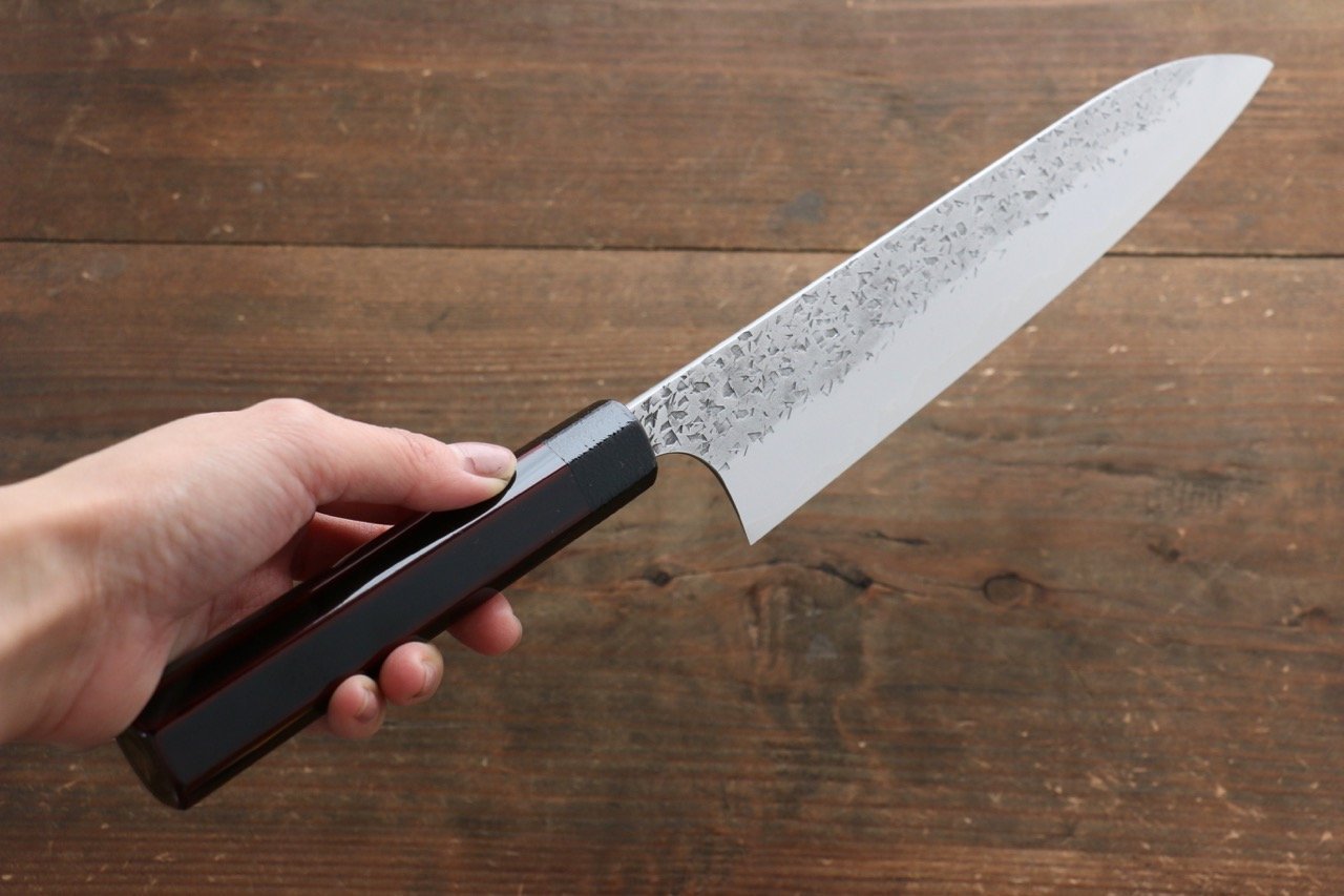 Yu Kurosaki Shizuku SG2 Hammered Gyuto 210mm with Lacquered Handle - Seisuke Knife