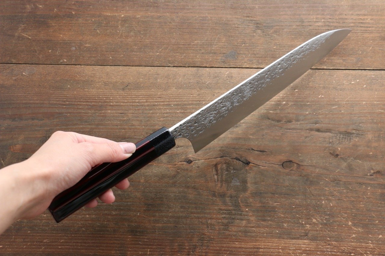 Yu Kurosaki Shizuku SG2 Hammered Gyuto 210mm with Lacquered Handle - Seisuke Knife