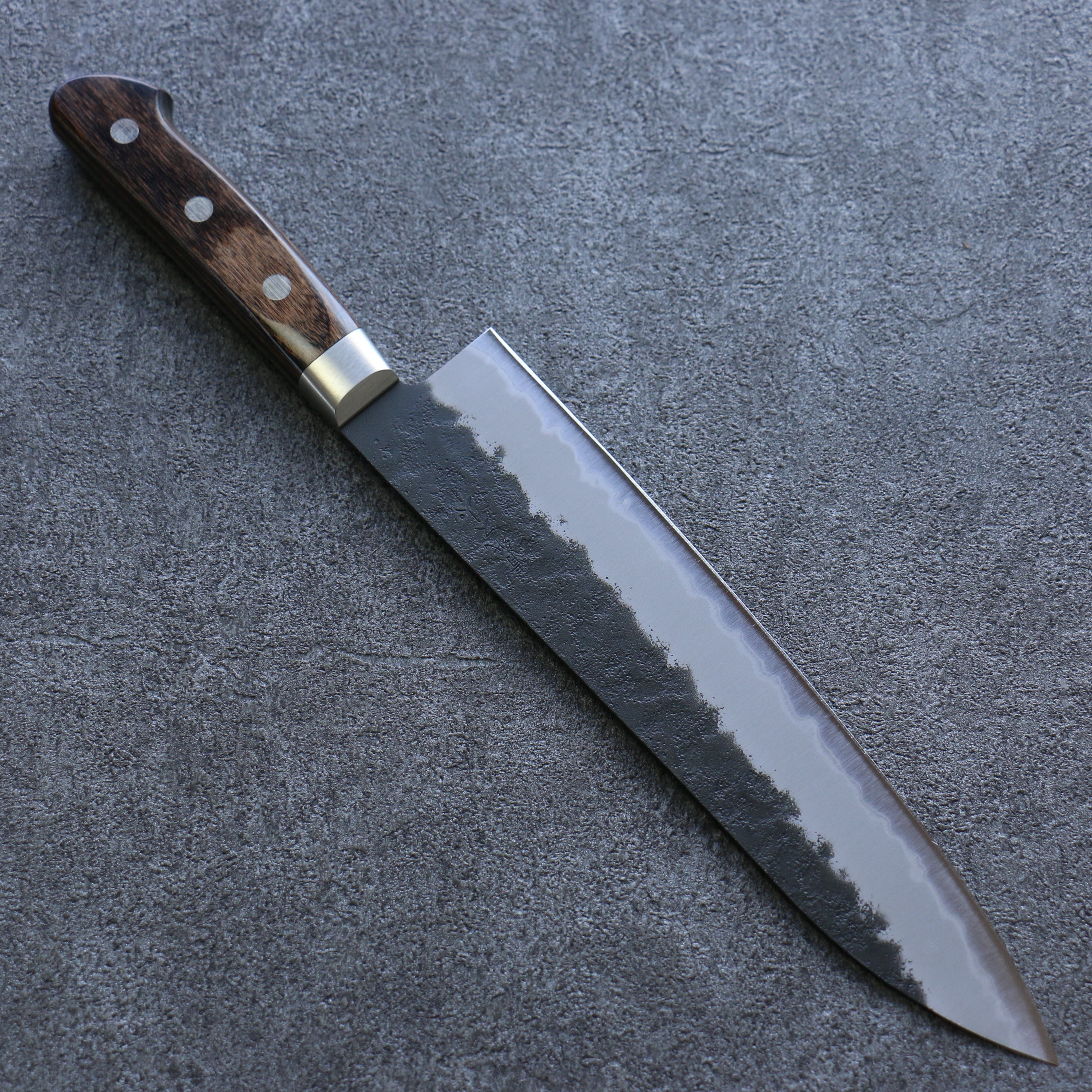 Seisuke Blue Super Black Gyuto 210mm Brown Pakka wood Handle - Seisuke Knife