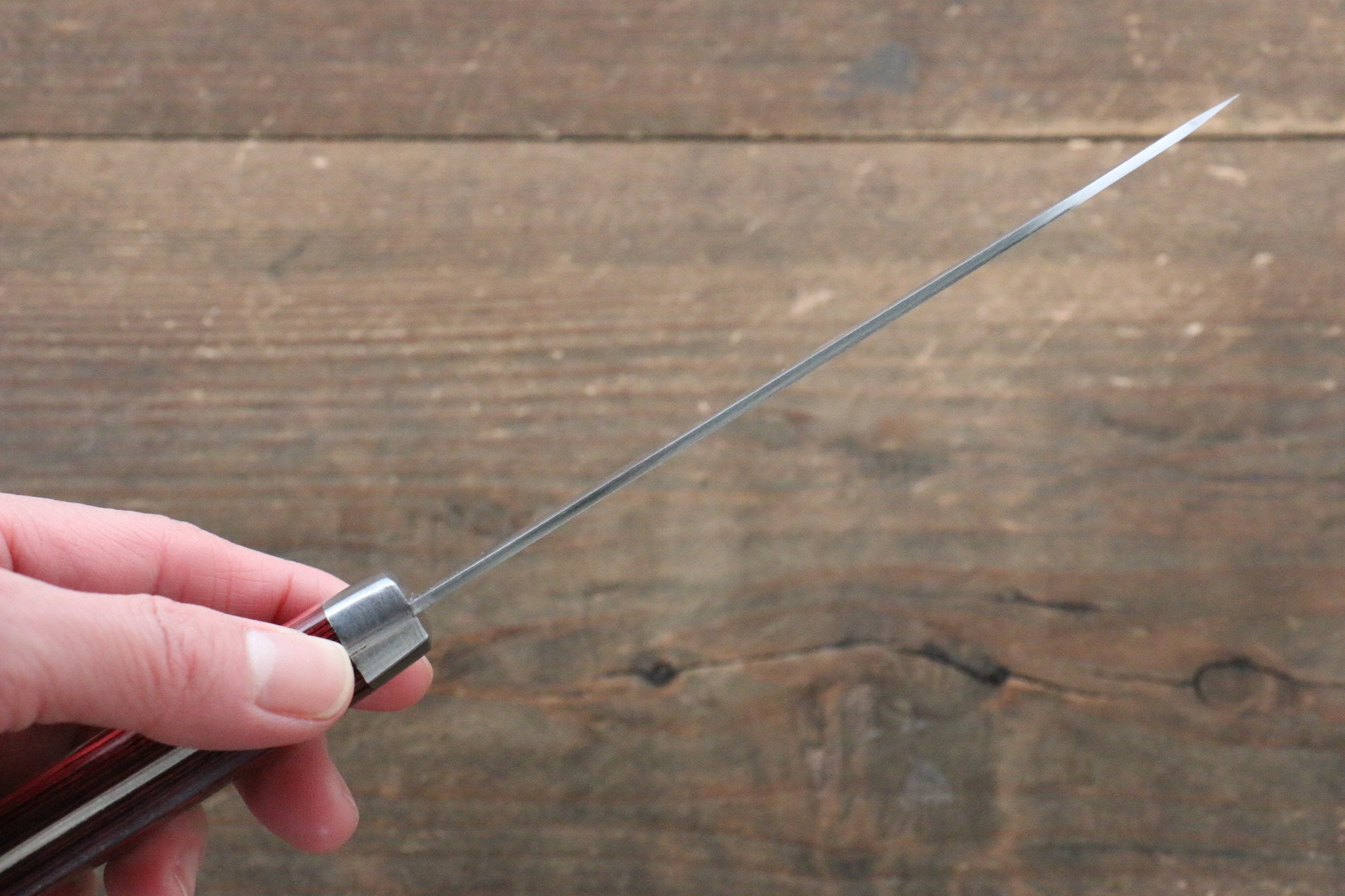 Kunihira Sairyu VG10 Damascus Small Santoku 135mm Red Pakka wood Handle - Seisuke Knife