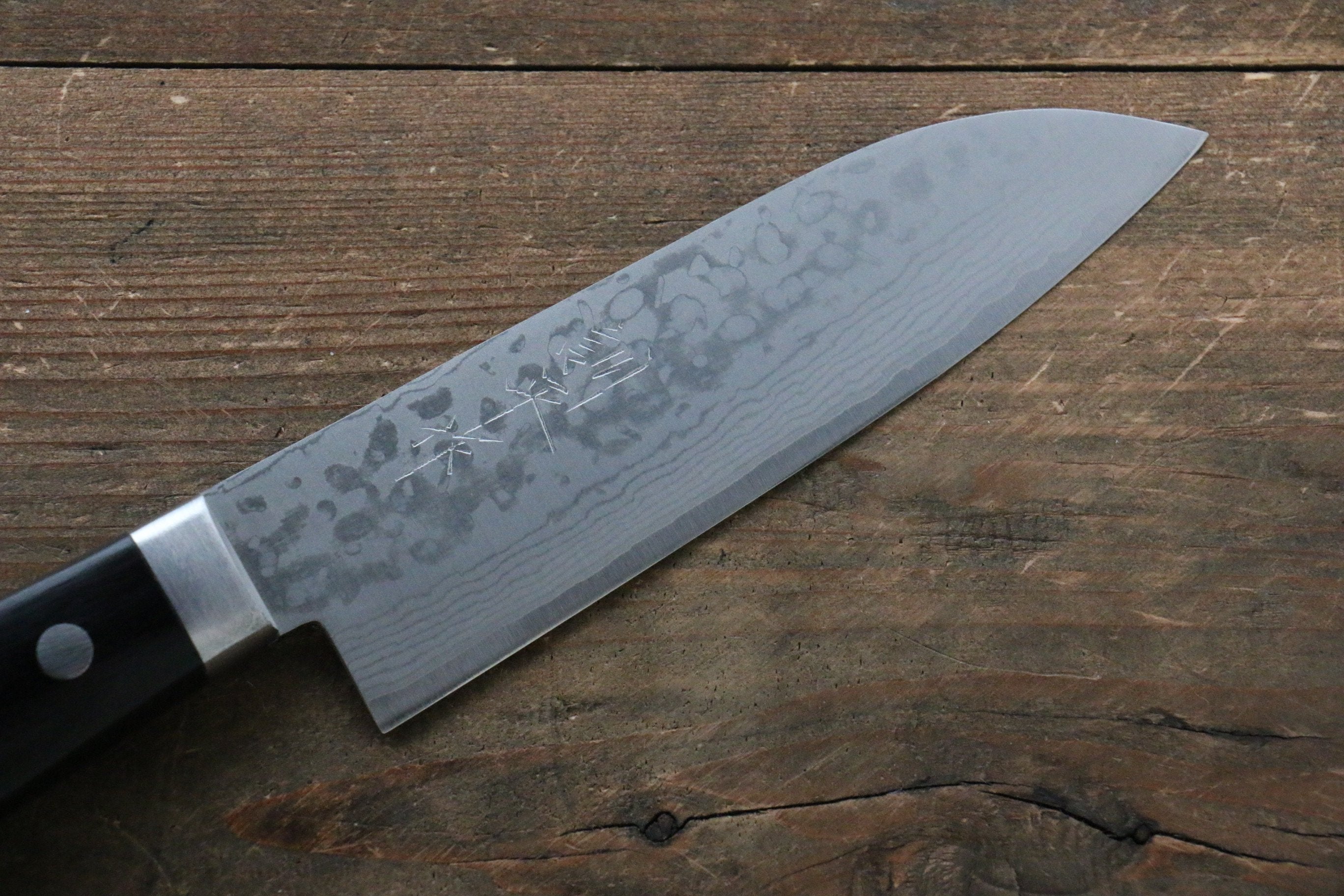 Kunihira Sairyu VG10 Damascus Small Santoku 135mm Black Pakka wood Handle - Seisuke Knife