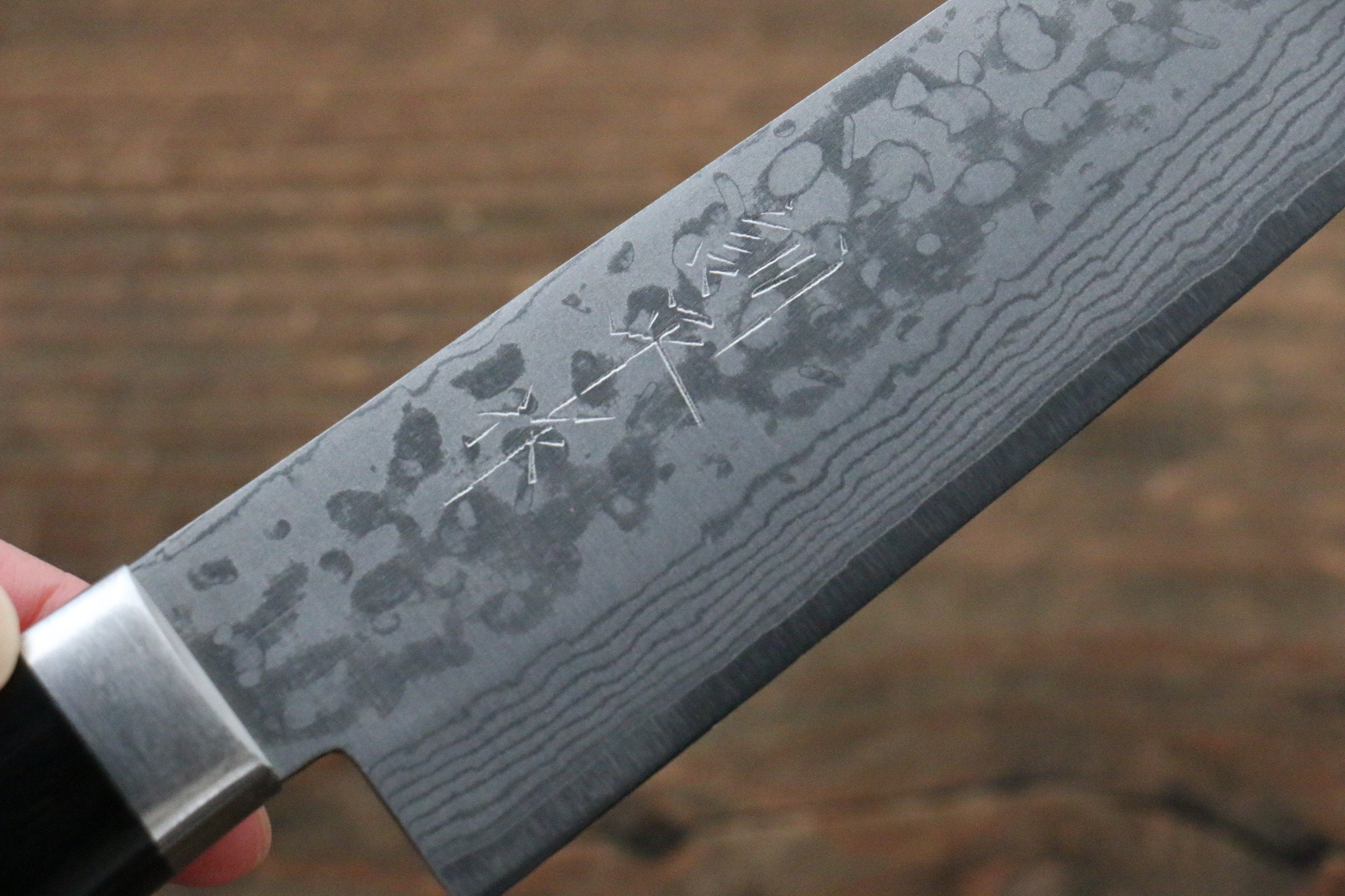 Kunihira Sairyu VG10 Damascus Small Santoku 135mm Black Pakka wood Handle - Seisuke Knife